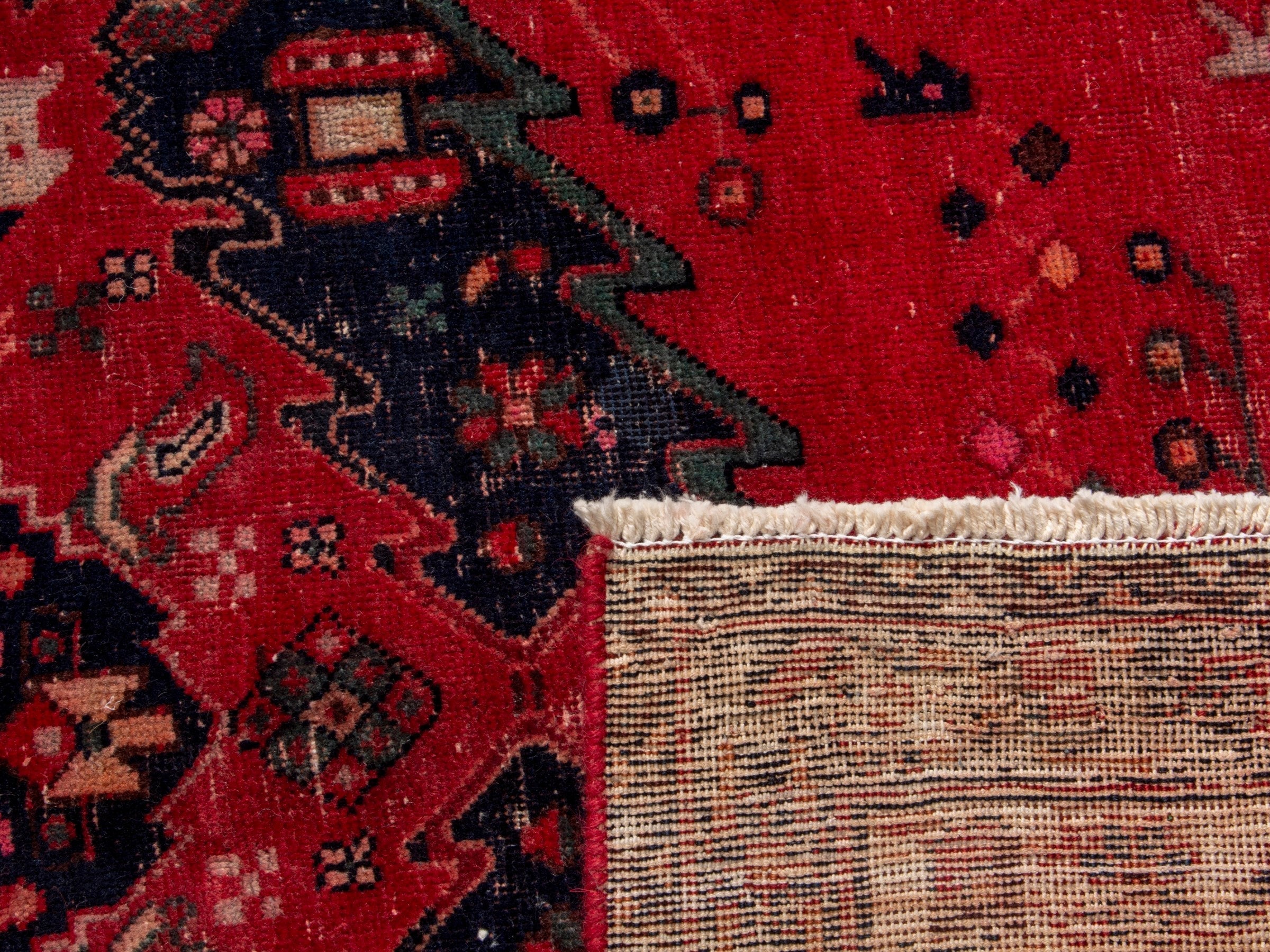 Persian Sirjan area rug in deep red and burgundy, view 18 of 18