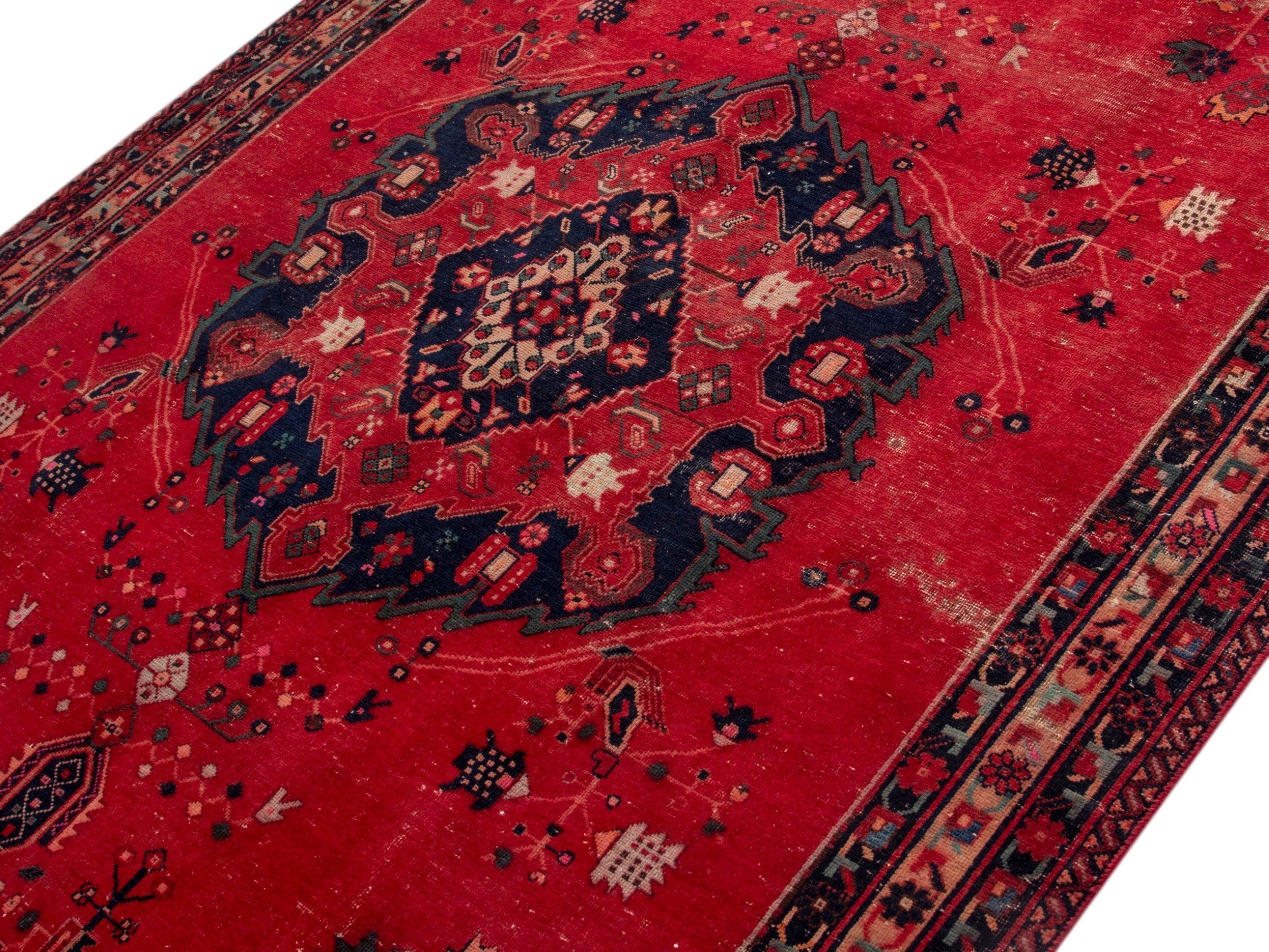 Persian Sirjan area rug in deep red and burgundy, view 4 of 18