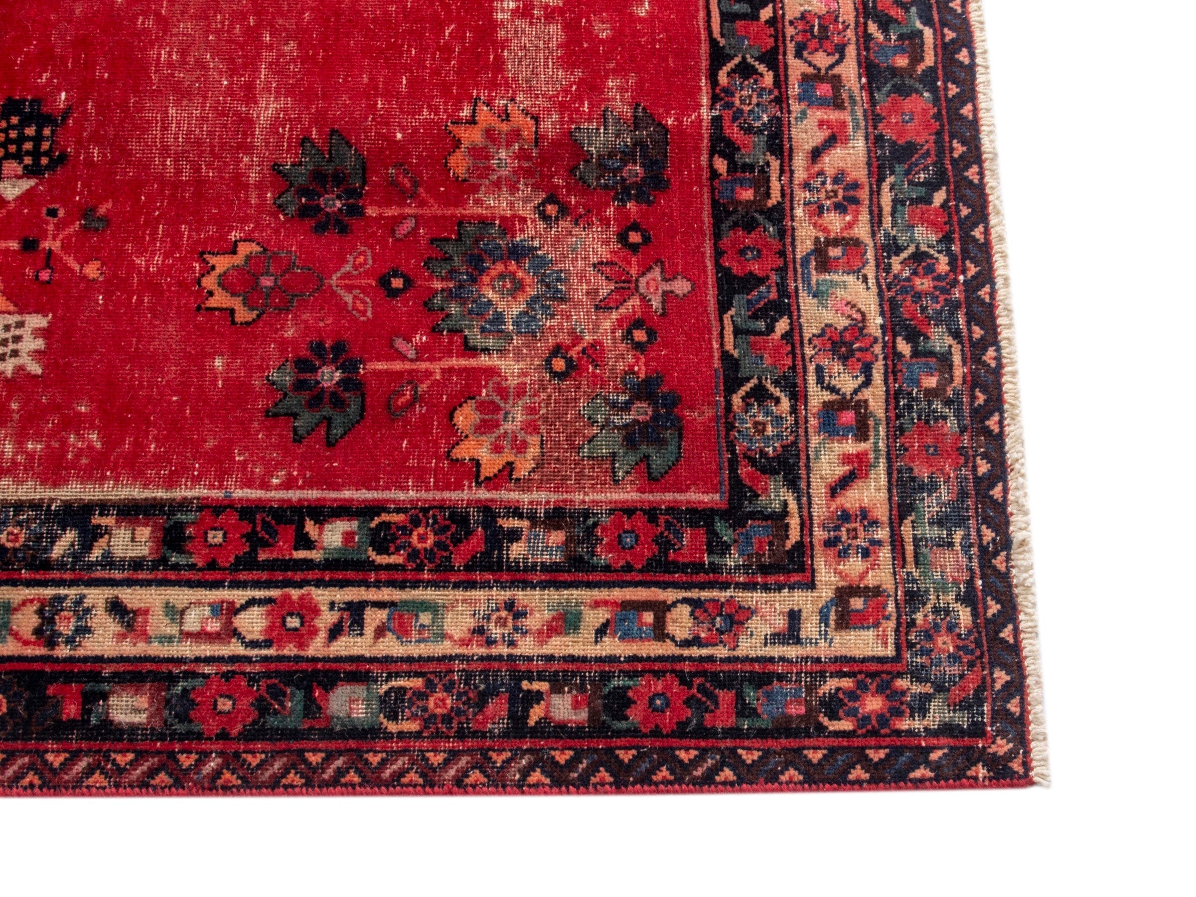 Persian Sirjan area rug in deep red and burgundy, view 10 of 18