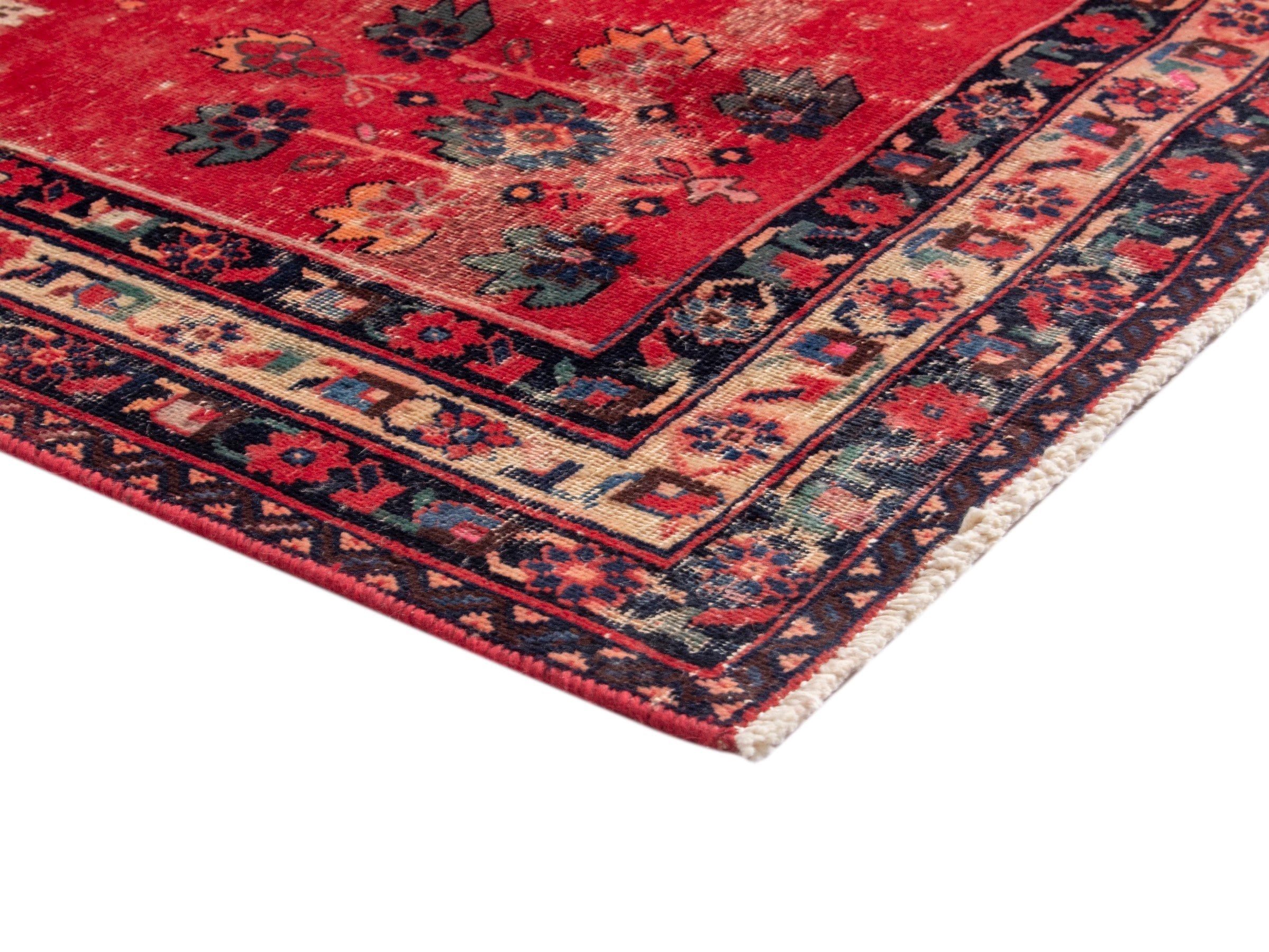 Persian Sirjan area rug in deep red and burgundy, view 5 of 18