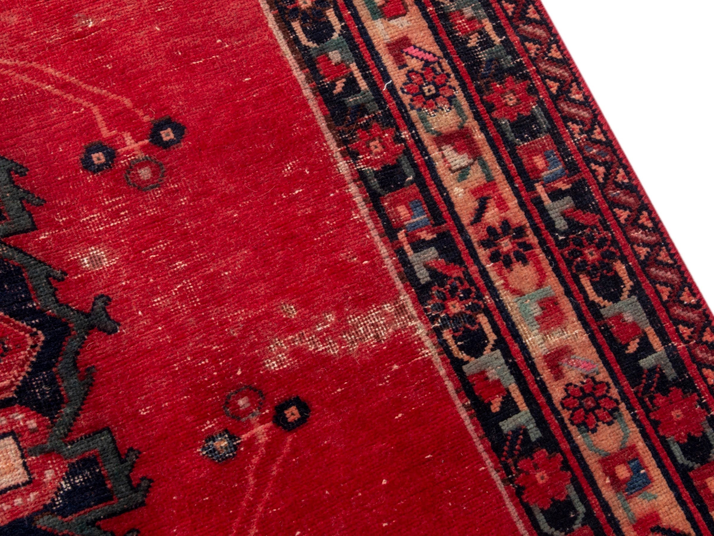 Persian Sirjan area rug in deep red and burgundy, view 9 of 18