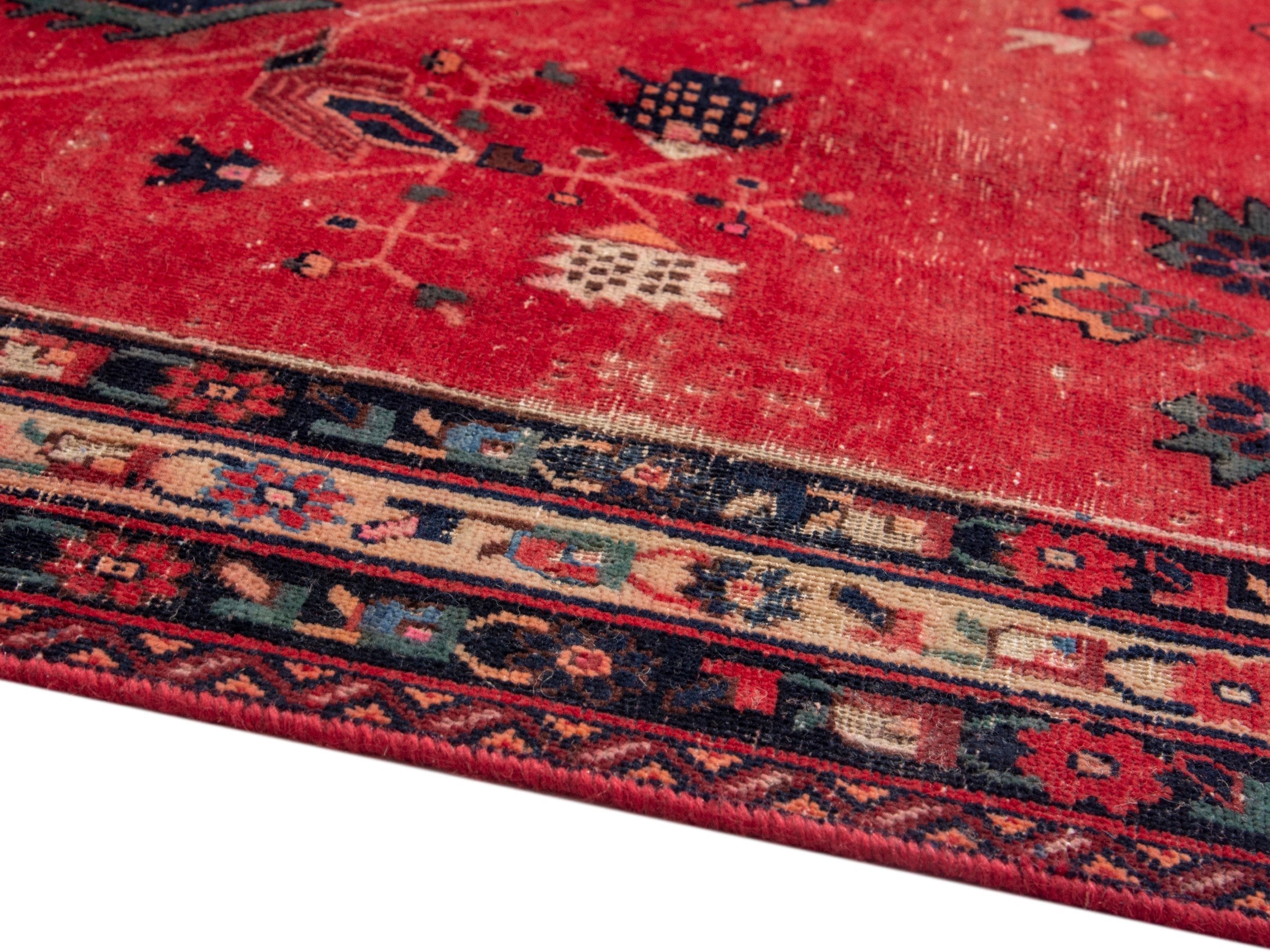 Persian Sirjan area rug in deep red and burgundy, view 6 of 18