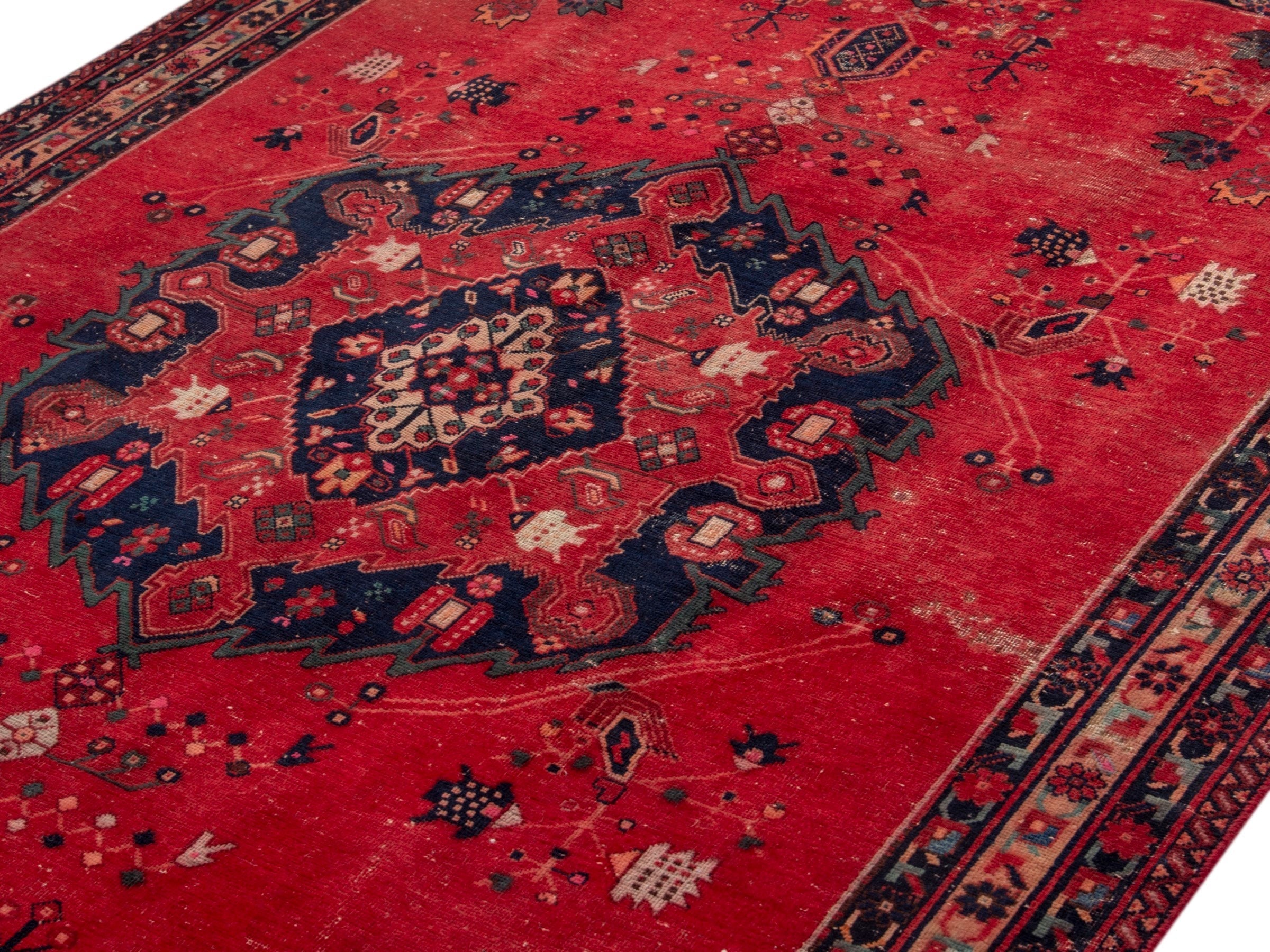 Persian Sirjan area rug in deep red and burgundy, view 7 of 18