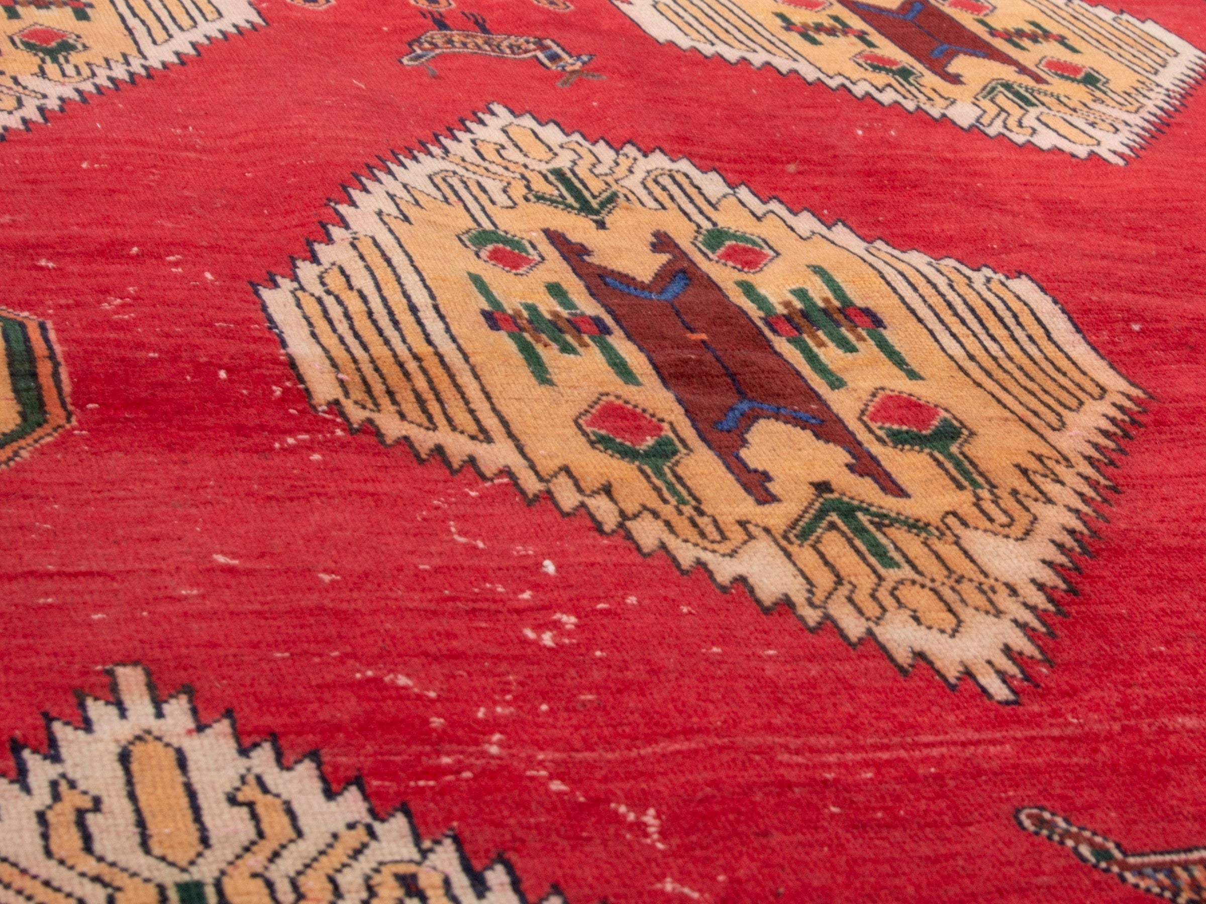 Persian Sirjan area rug in deep red and ivory, view 8 of 17