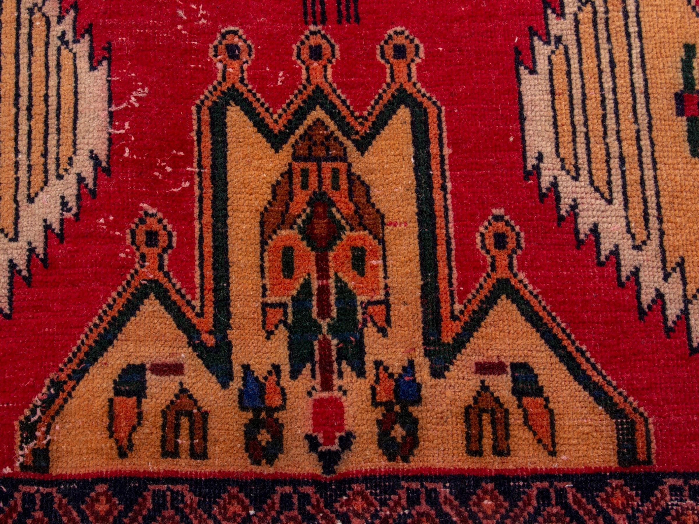 Persian Sirjan area rug in deep red and ivory, view 11 of 17