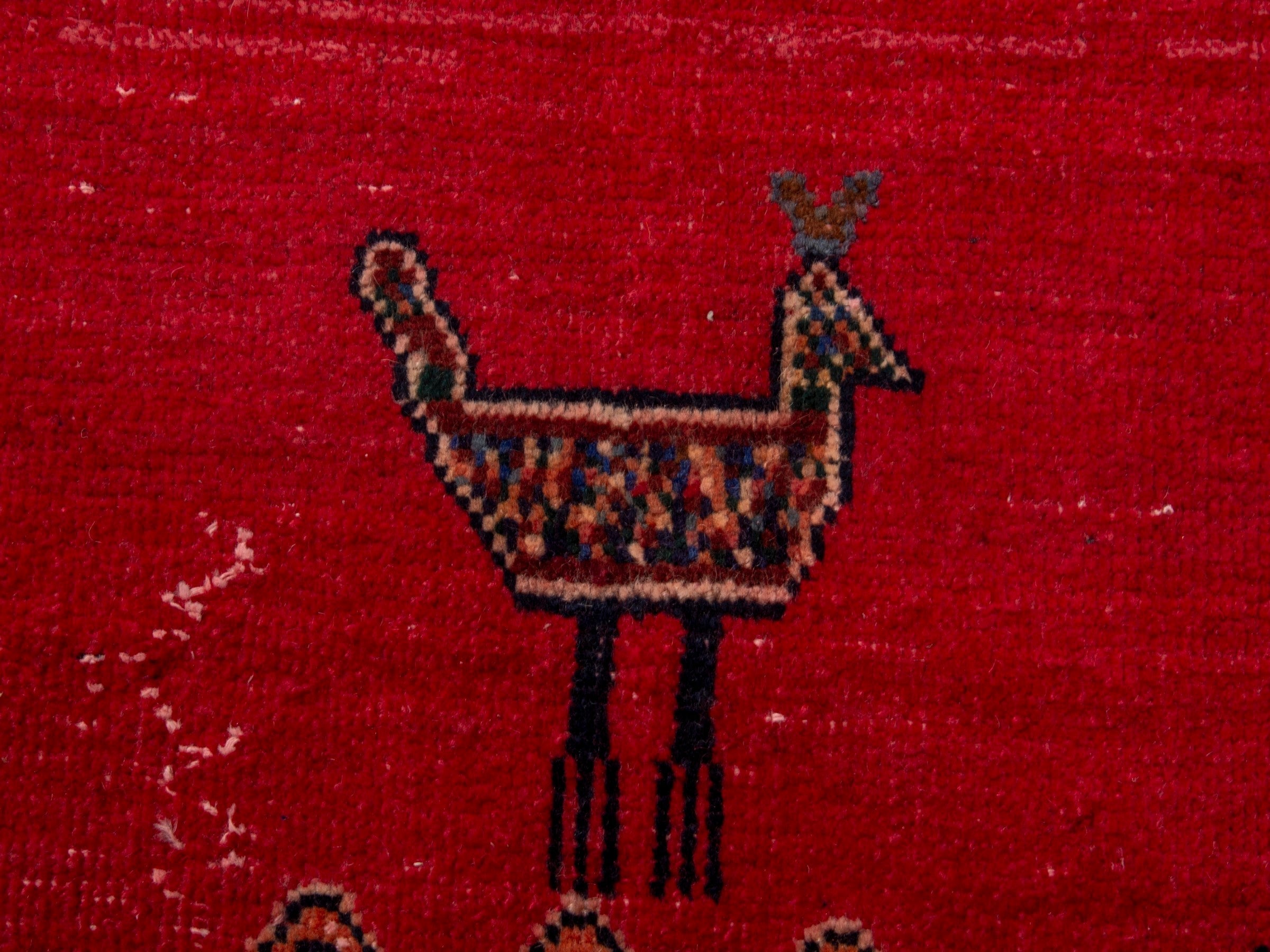 Persian Sirjan area rug in deep red and ivory, view 12 of 17
