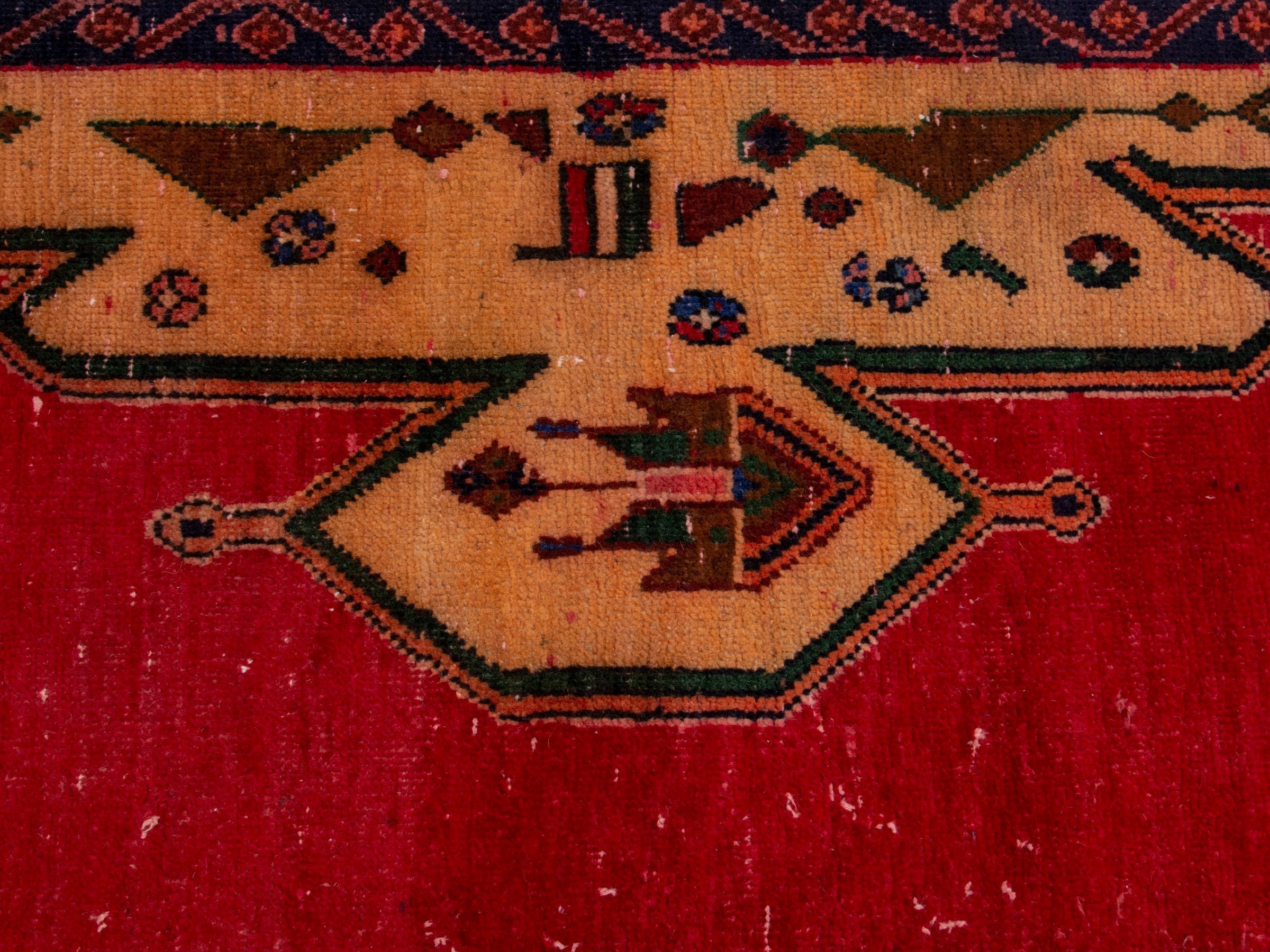 Persian Sirjan area rug in deep red and ivory, view 13 of 17