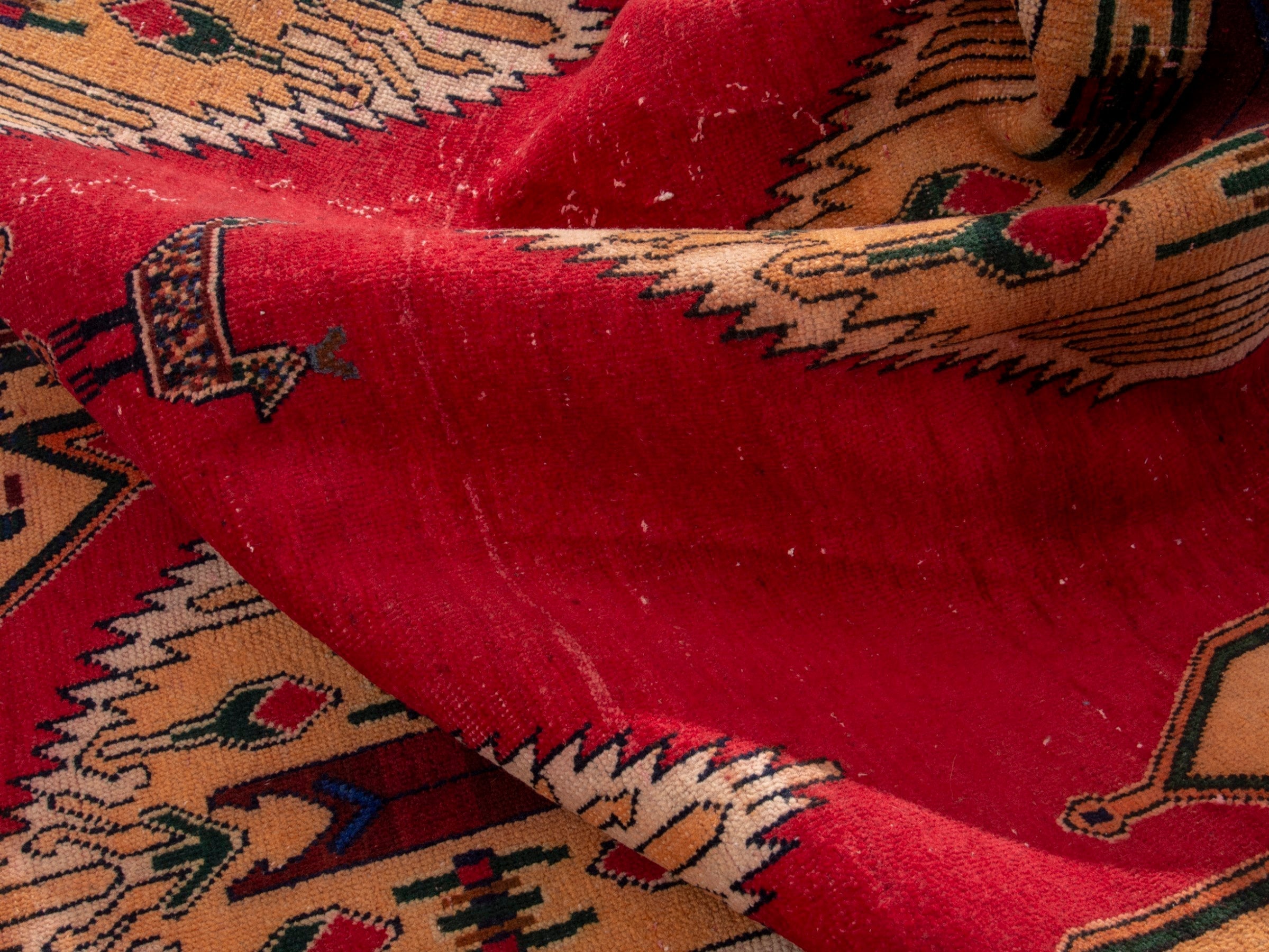 Persian Sirjan area rug in deep red and ivory, view 15 of 17