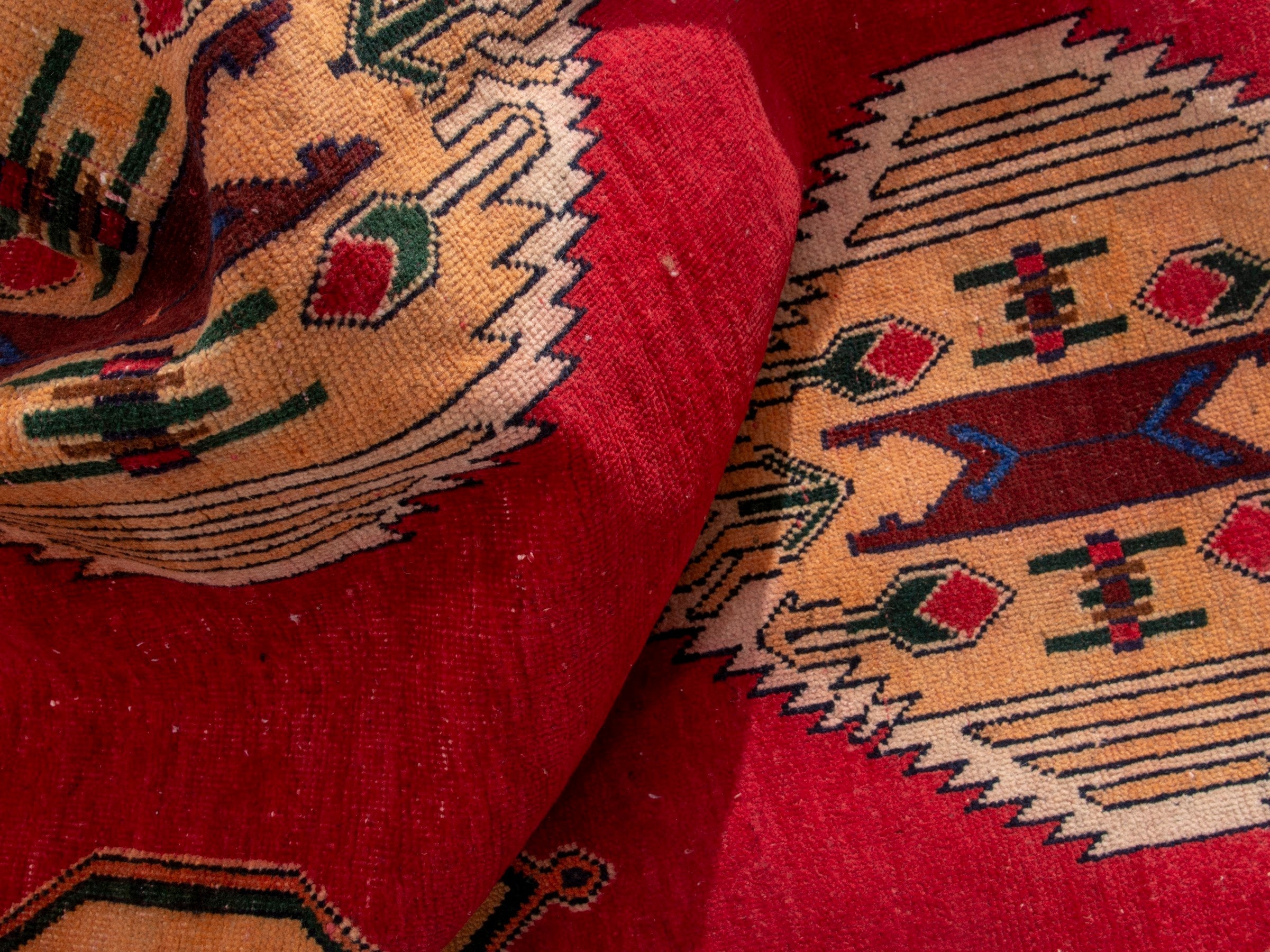 Persian Sirjan area rug in deep red and ivory, view 16 of 17