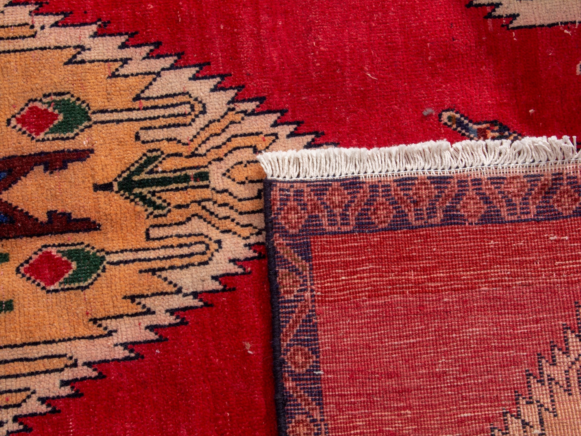 Persian Sirjan area rug in deep red and ivory, view 17 of 17