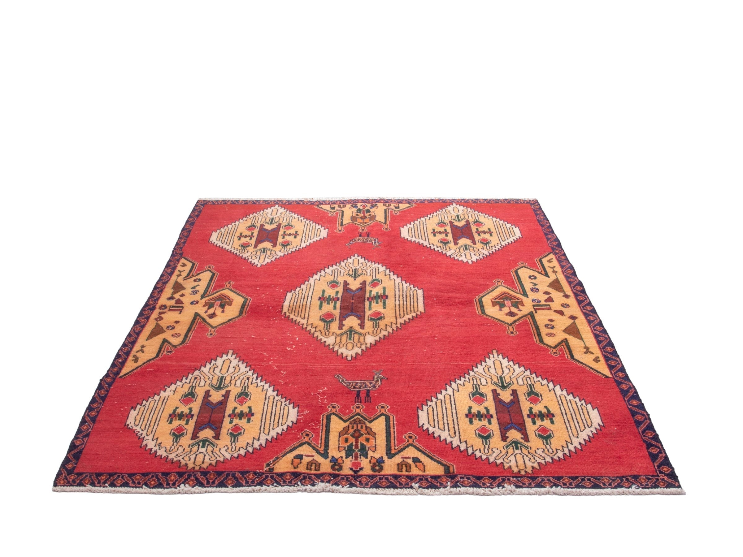 Persian Sirjan area rug in deep red and ivory, view 2 of 17
