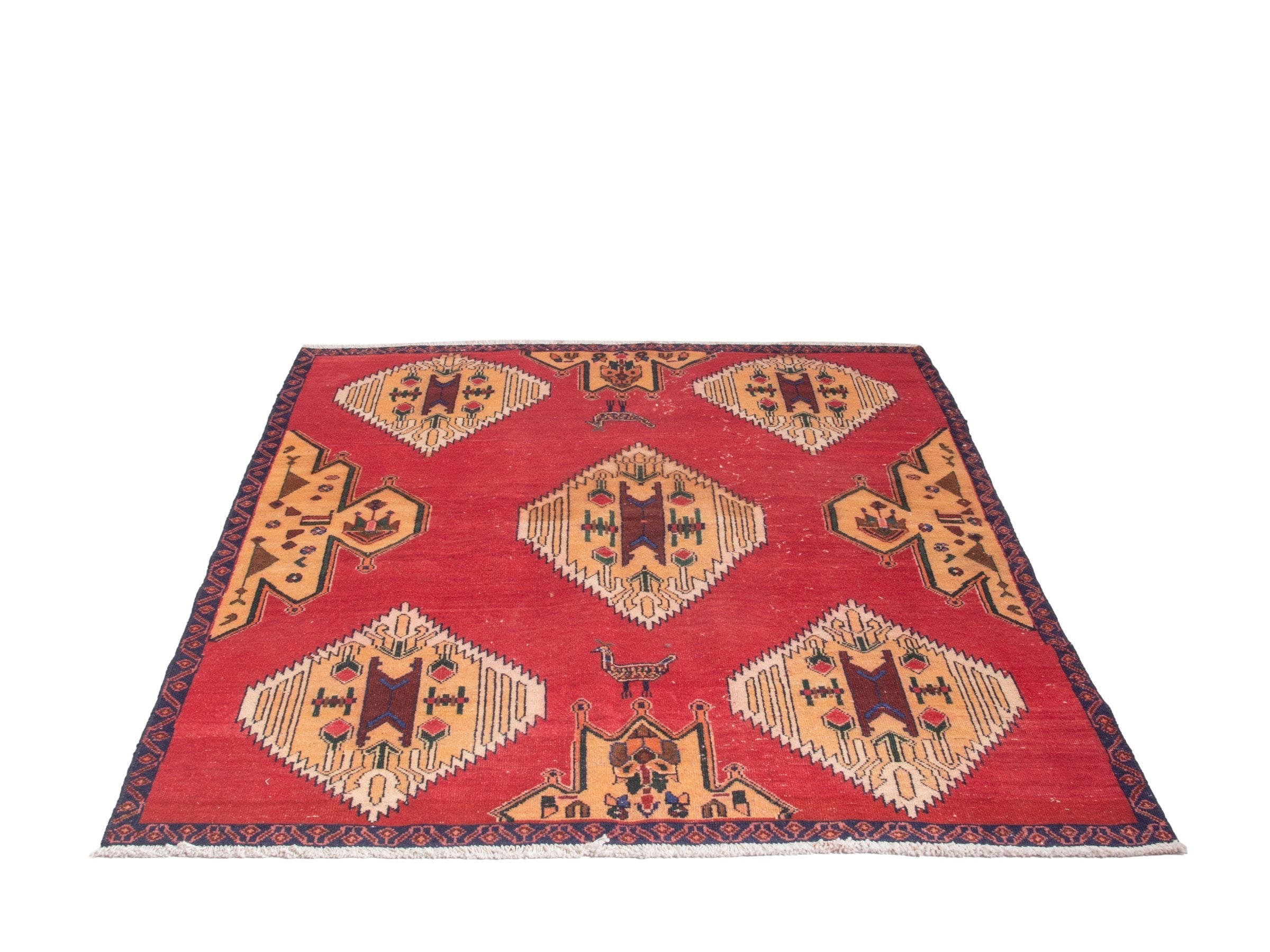 Persian Sirjan area rug in deep red and ivory, view 3 of 17
