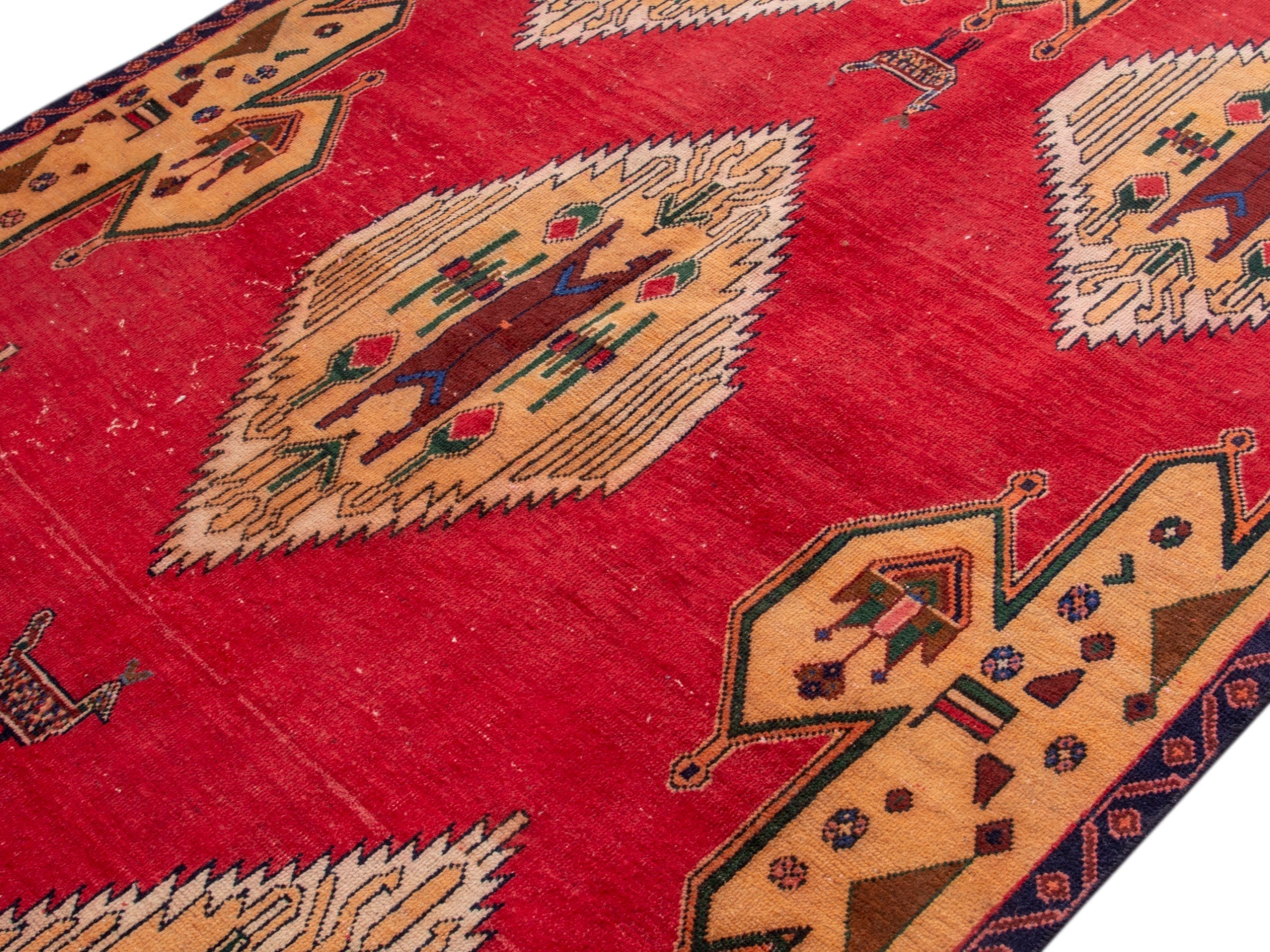 Persian Sirjan area rug in deep red and ivory, view 4 of 17