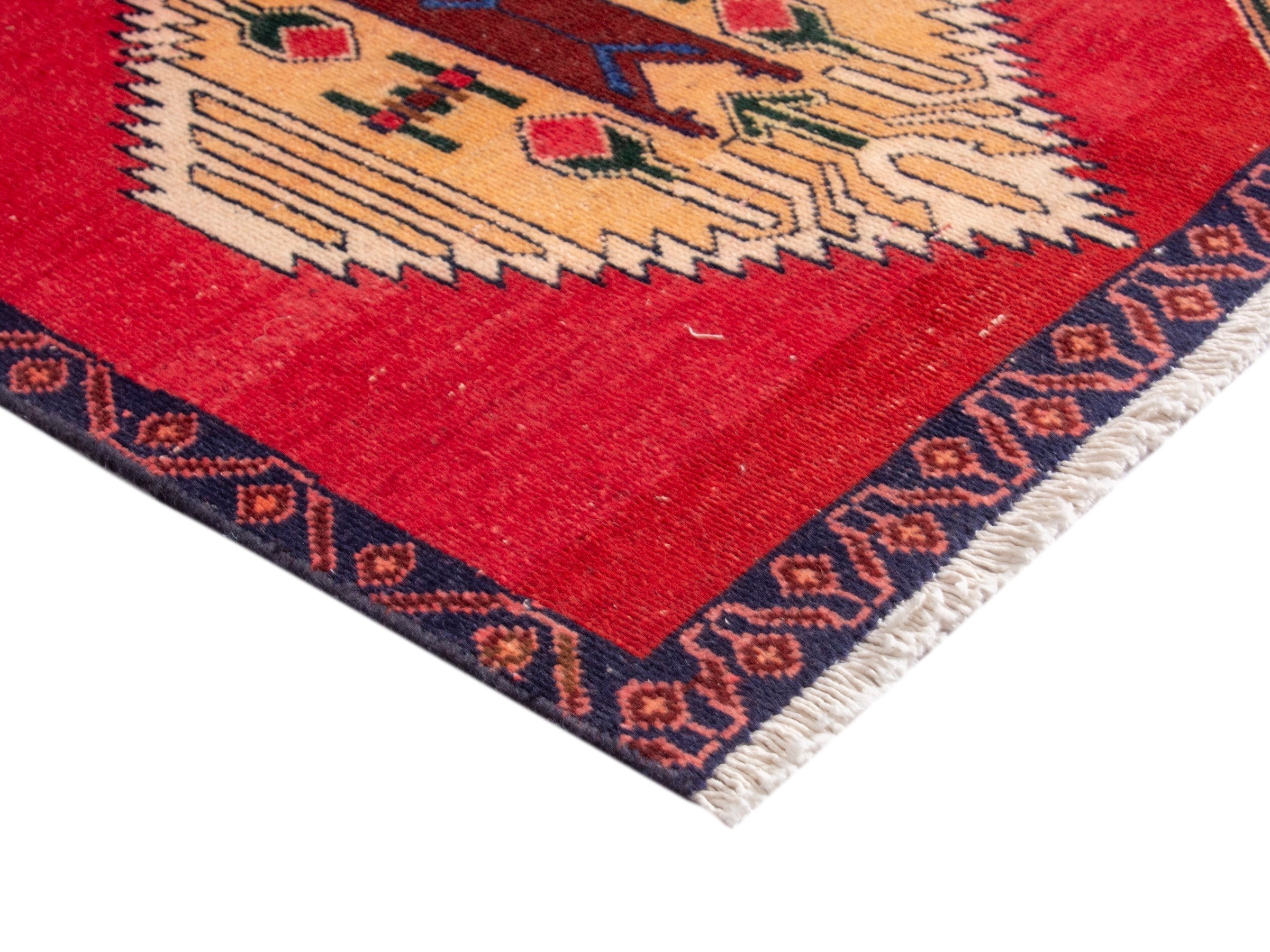 Persian Sirjan area rug in deep red and ivory, view 5 of 17