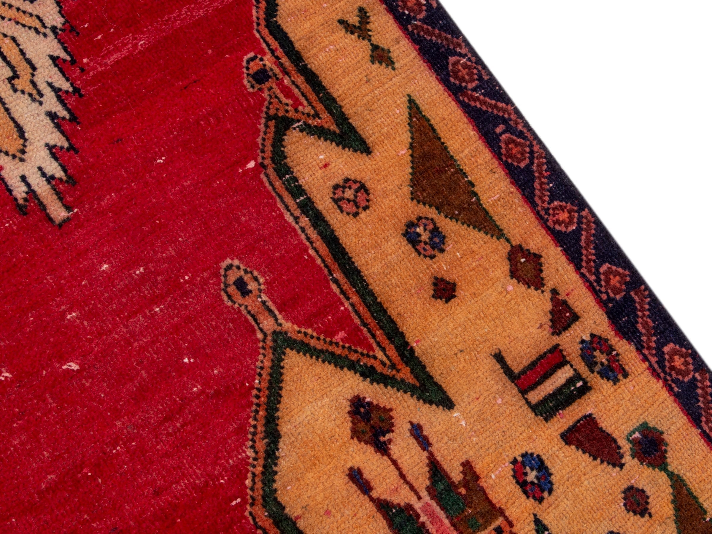 Persian Sirjan area rug in deep red and ivory, view 9 of 17