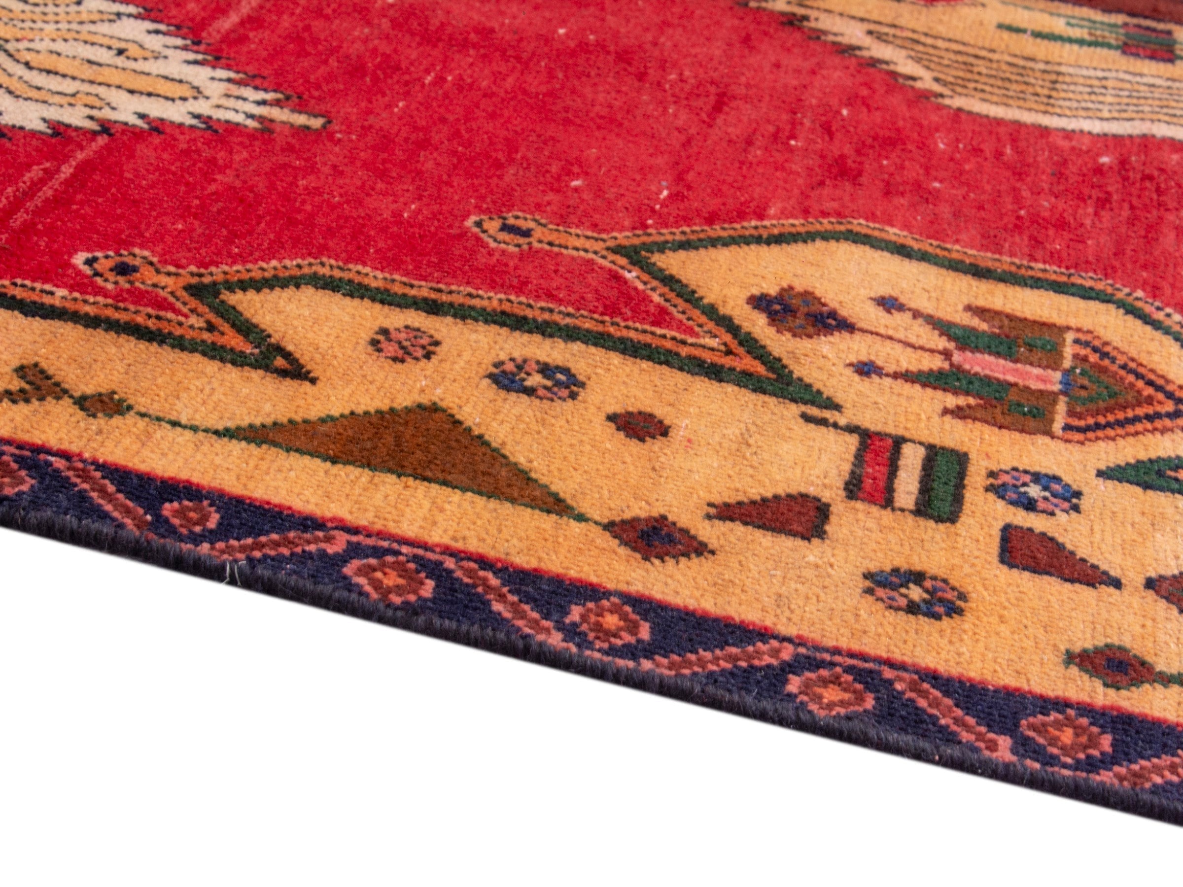 Persian Sirjan area rug in deep red and ivory, view 6 of 17