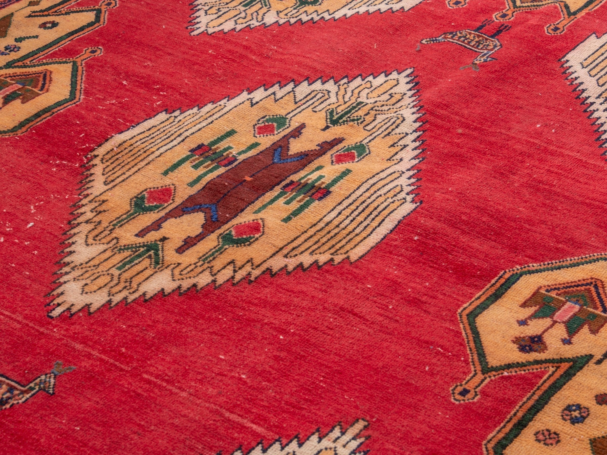 Persian Sirjan area rug in deep red and ivory, view 7 of 17