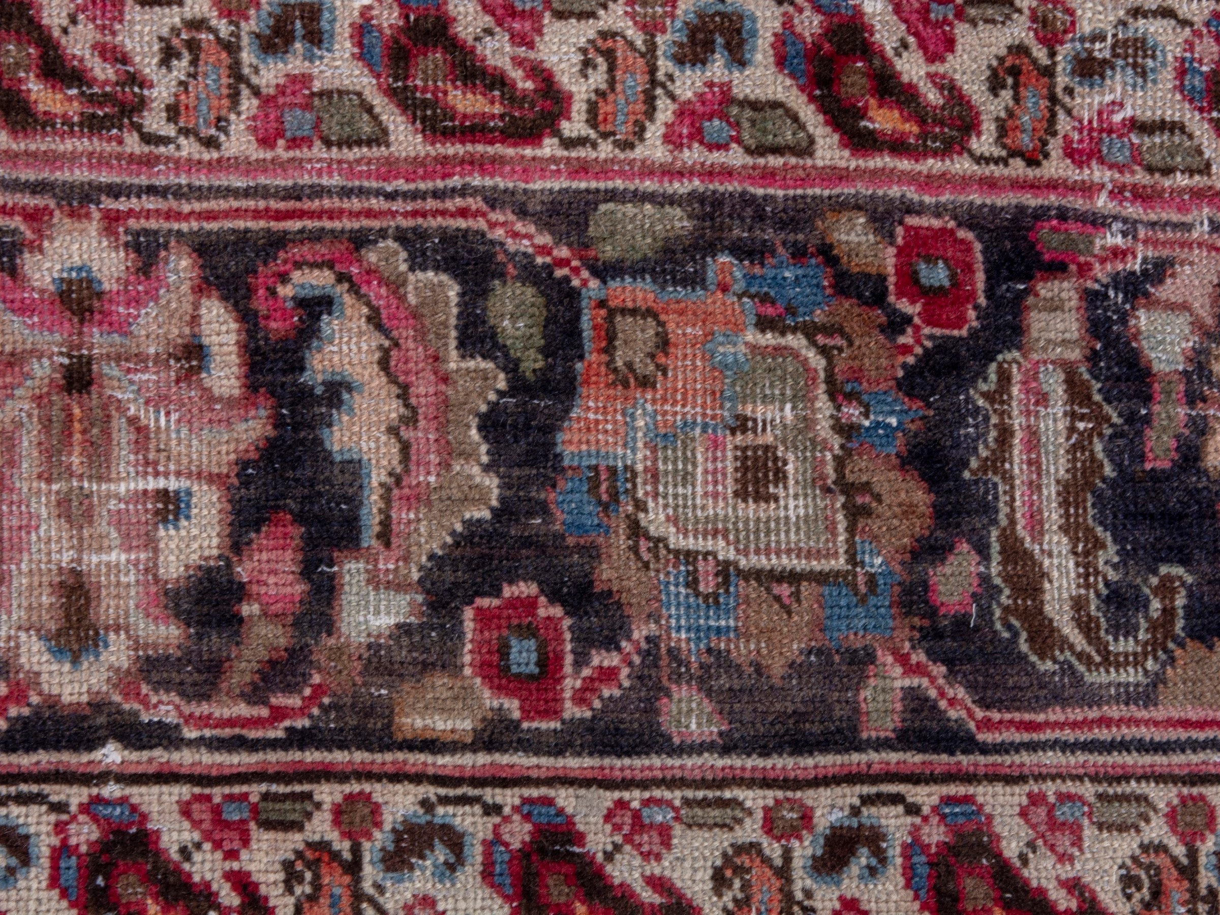 Persian Sabzevar oversized rug in deep red and navy, view 11 of 21