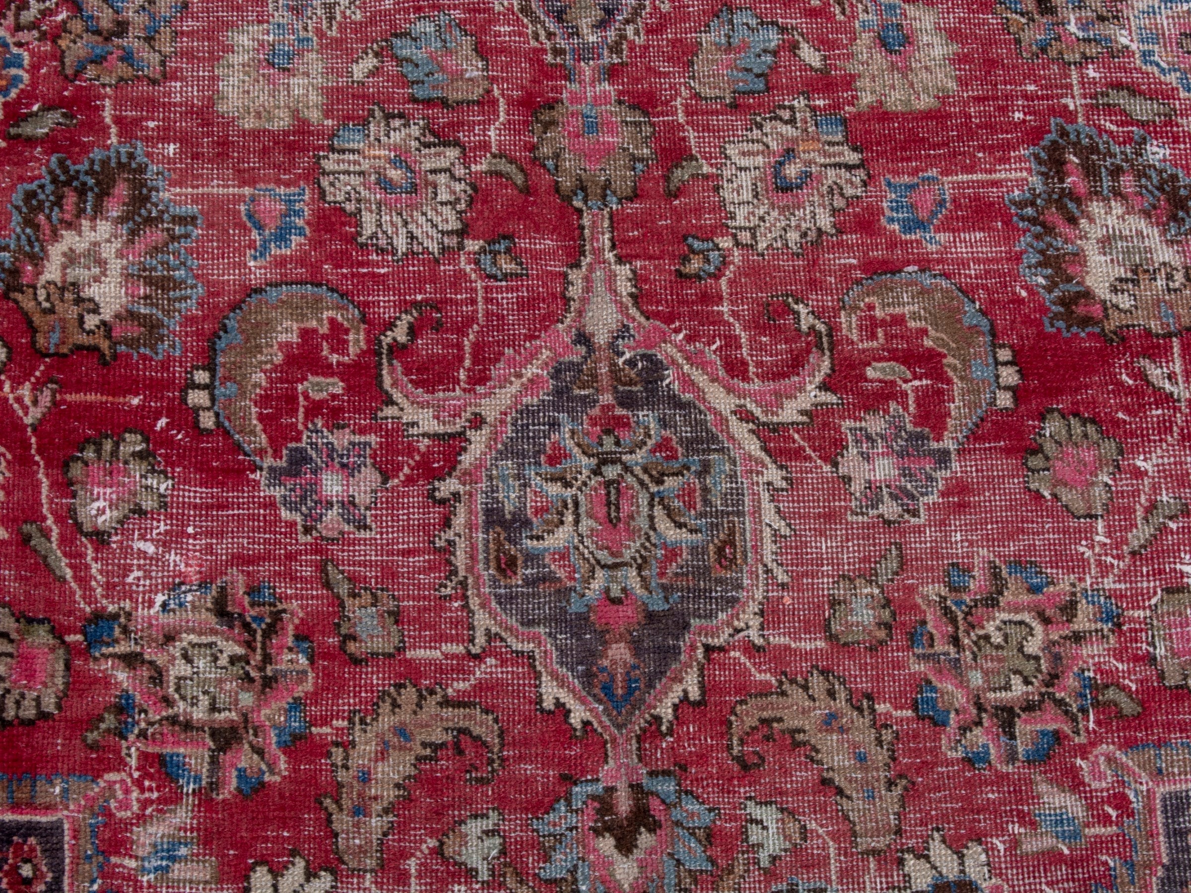 Persian Sabzevar oversized rug in deep red and navy, view 12 of 21