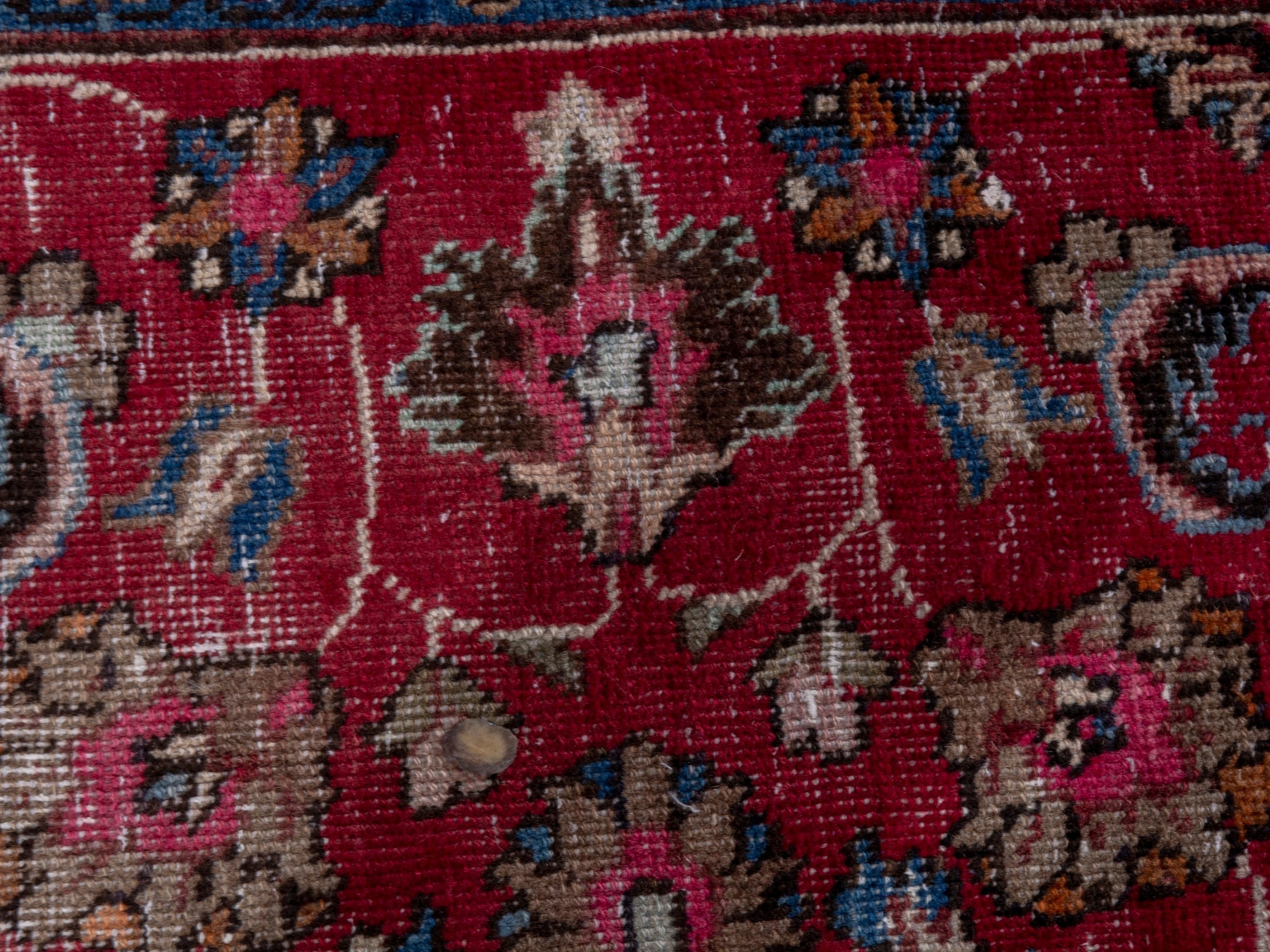Persian Sabzevar oversized rug in deep red and navy, view 13 of 21
