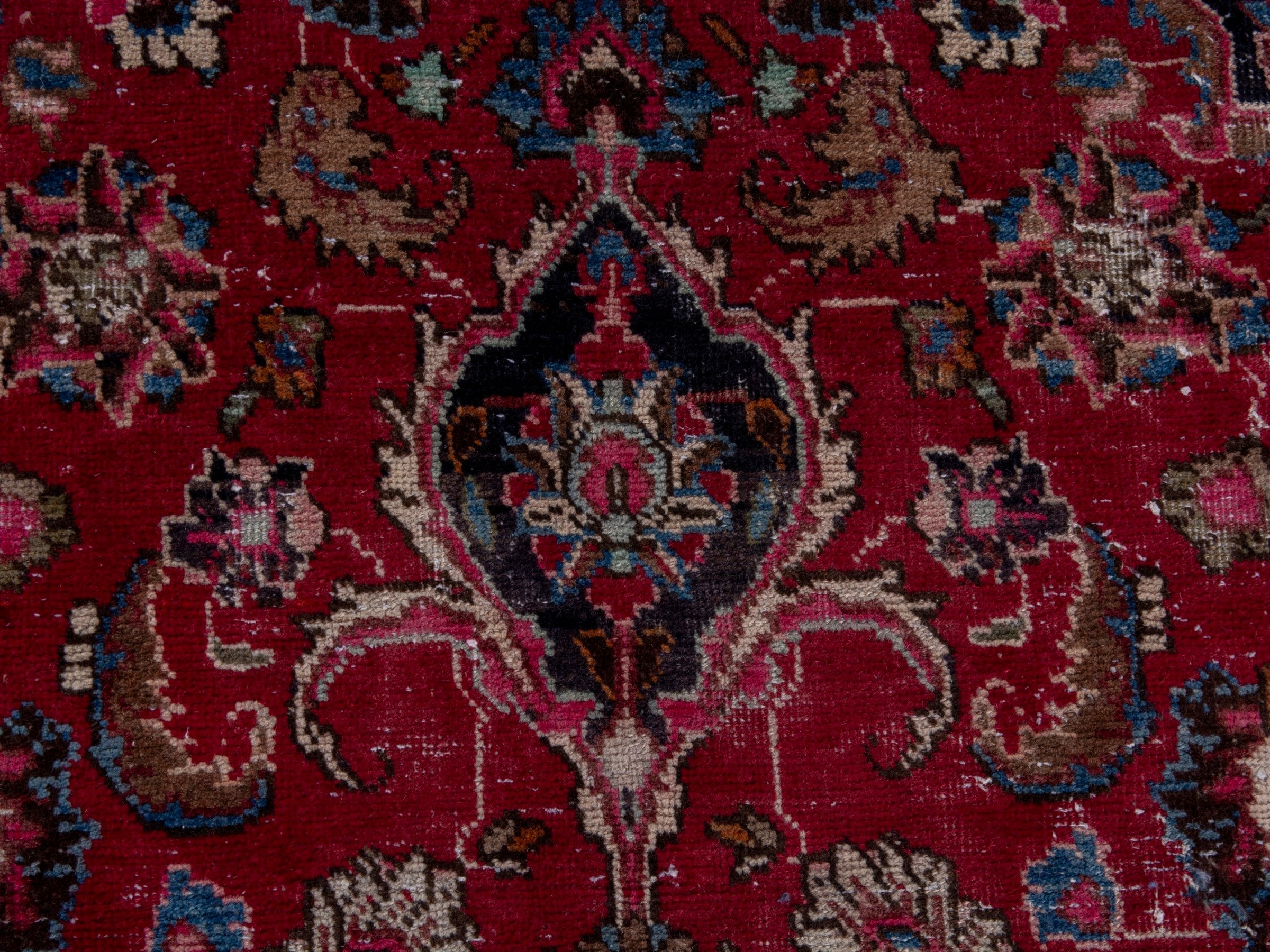 Persian Sabzevar oversized rug in deep red and navy, view 15 of 21