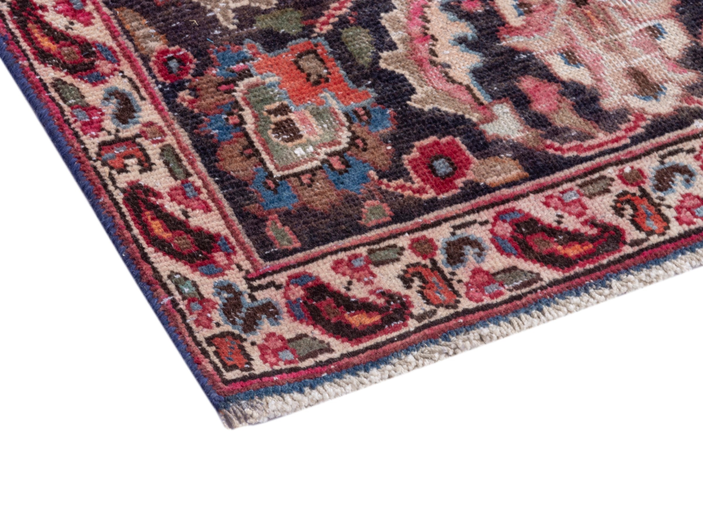 Persian Sabzevar oversized rug in deep red and navy, view 5 of 21