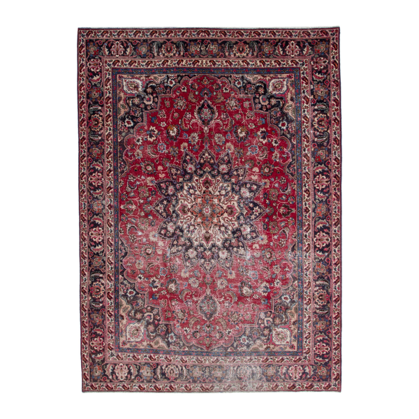 Persian Sabzevar oversized rug in deep red and navy, 8'2" x 11'6"