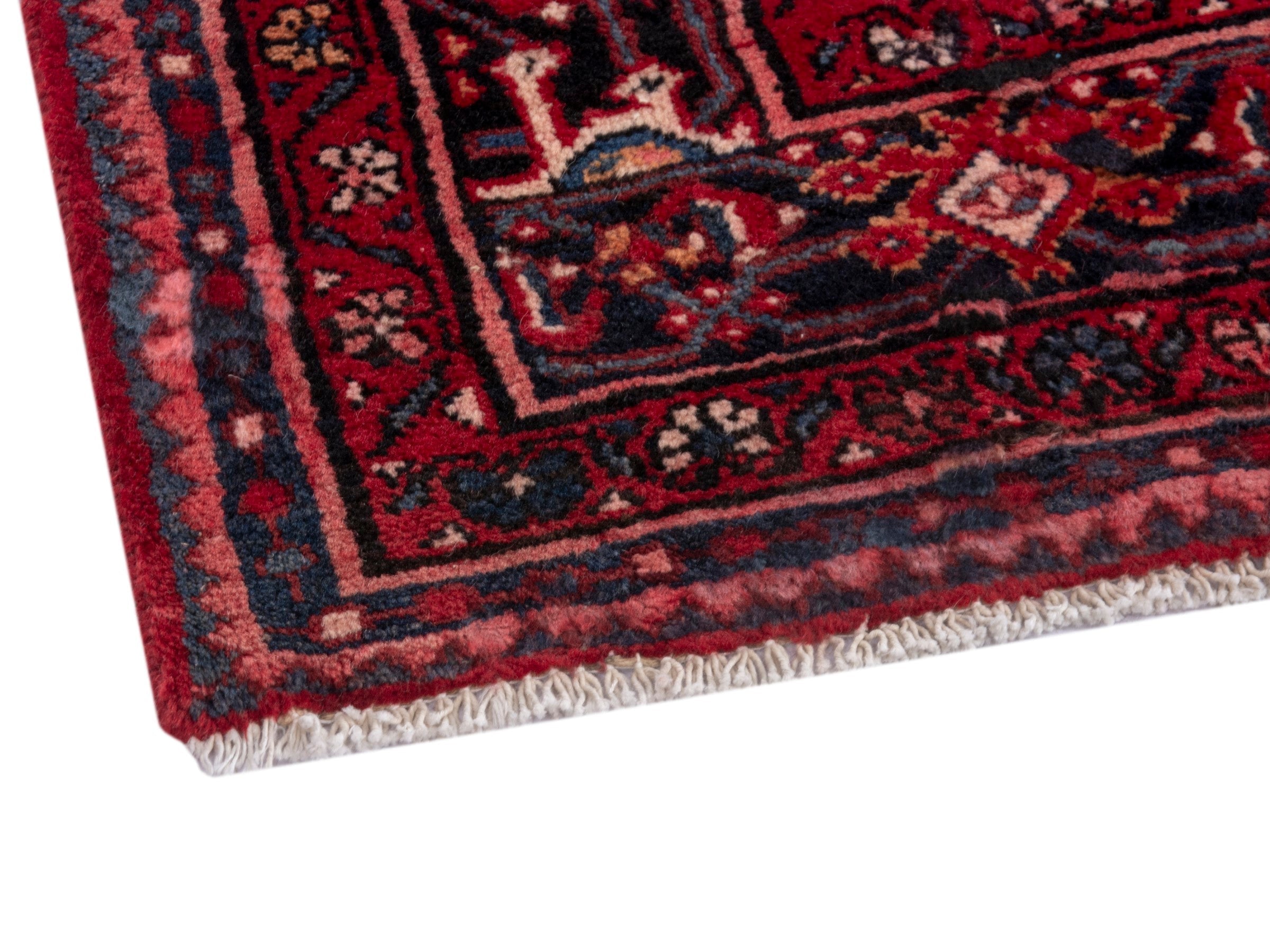 Persian Hosseinabad oversized rug in burgundy and navy, view 5 of 19