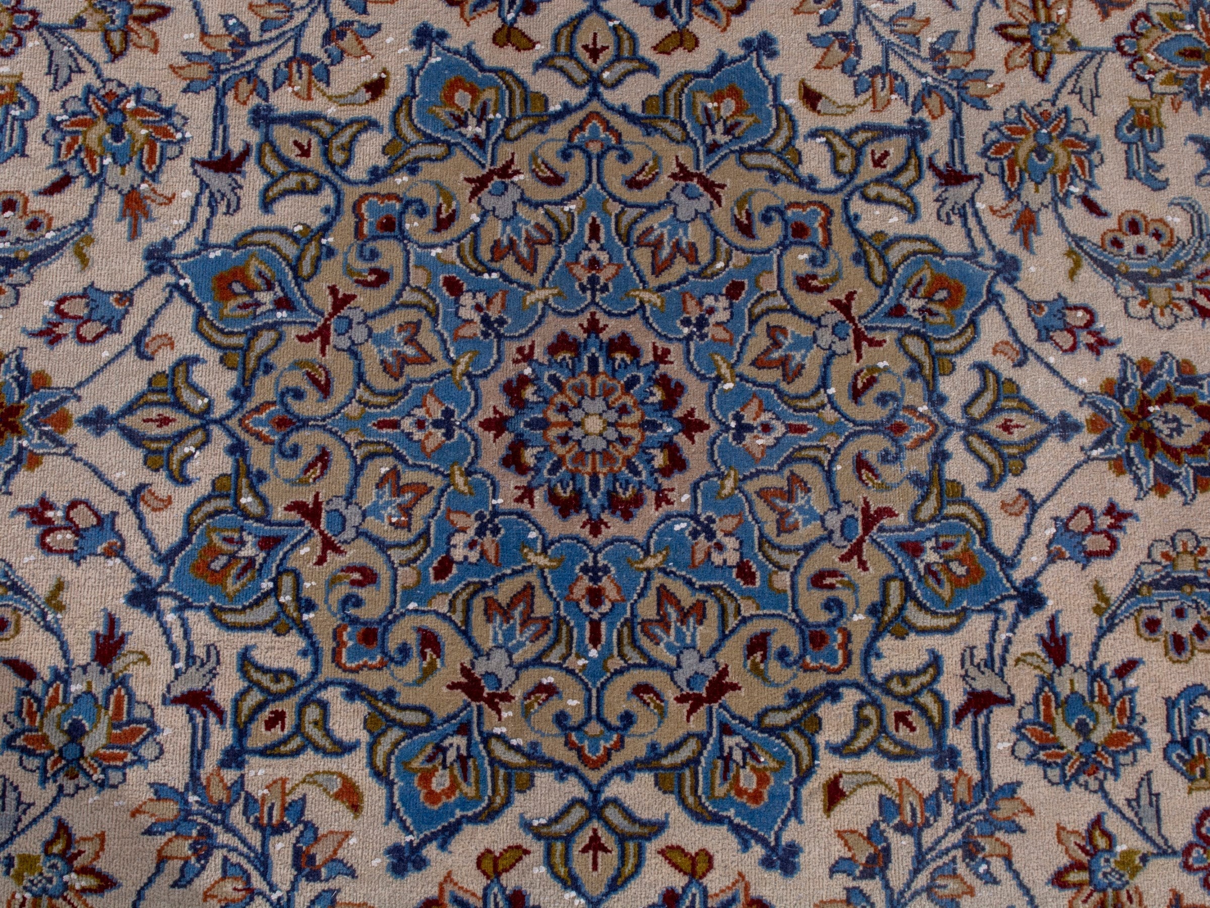Persian Najafabad oversized rug in cream and navy, view 15 of 23