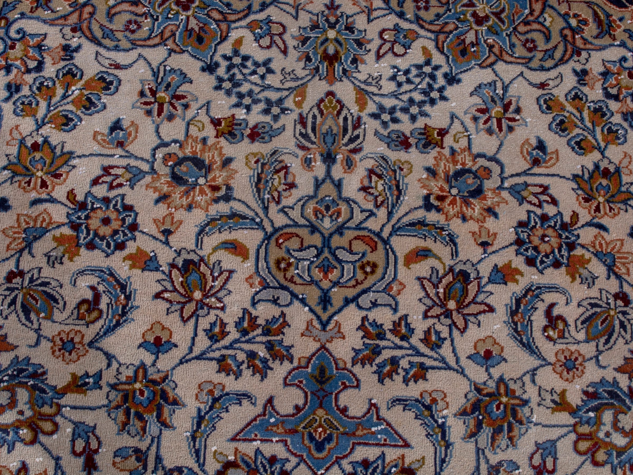 Persian Najafabad oversized rug in cream and navy, view 16 of 23