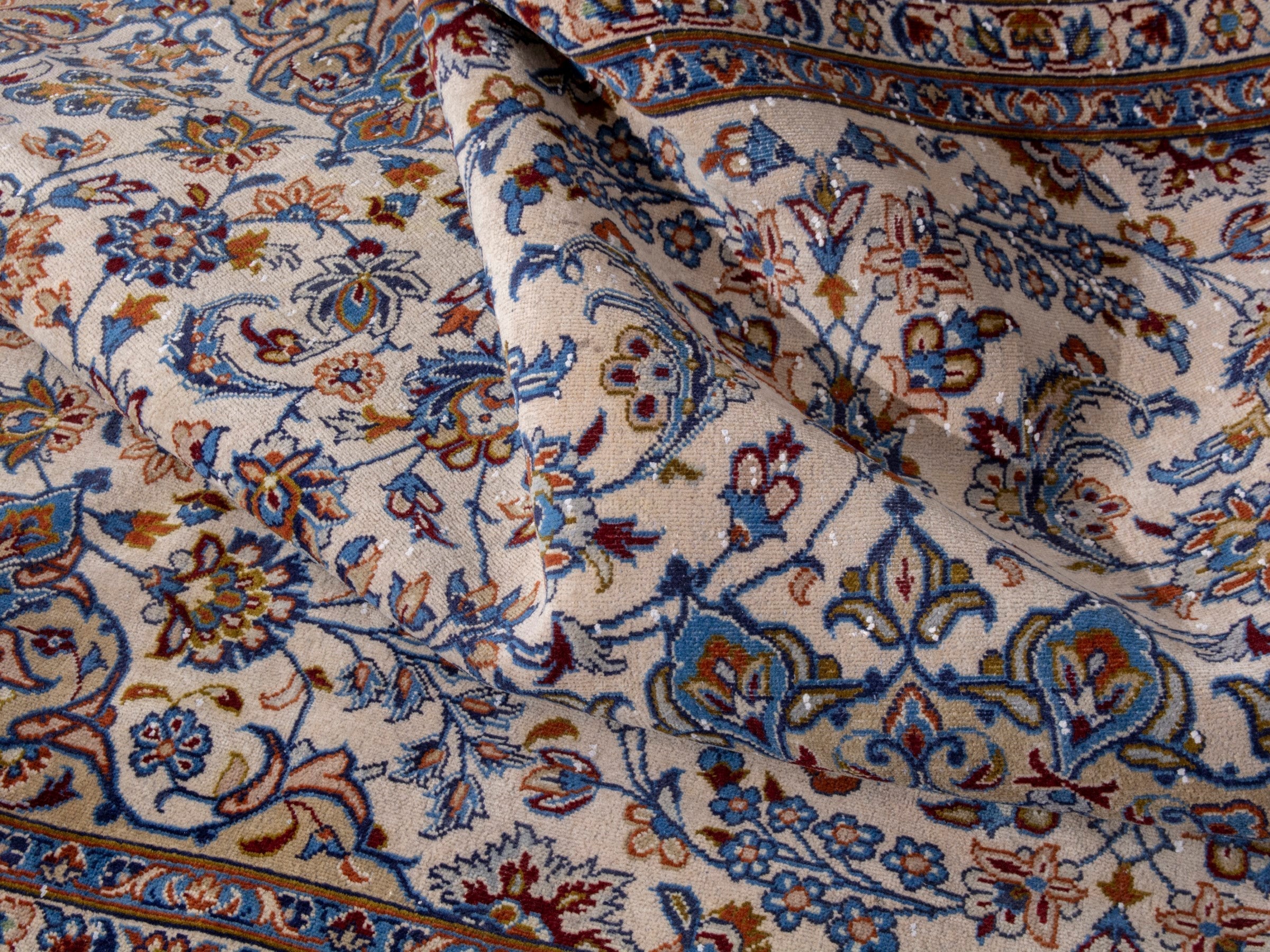 Persian Najafabad oversized rug in cream and navy, view 22 of 23
