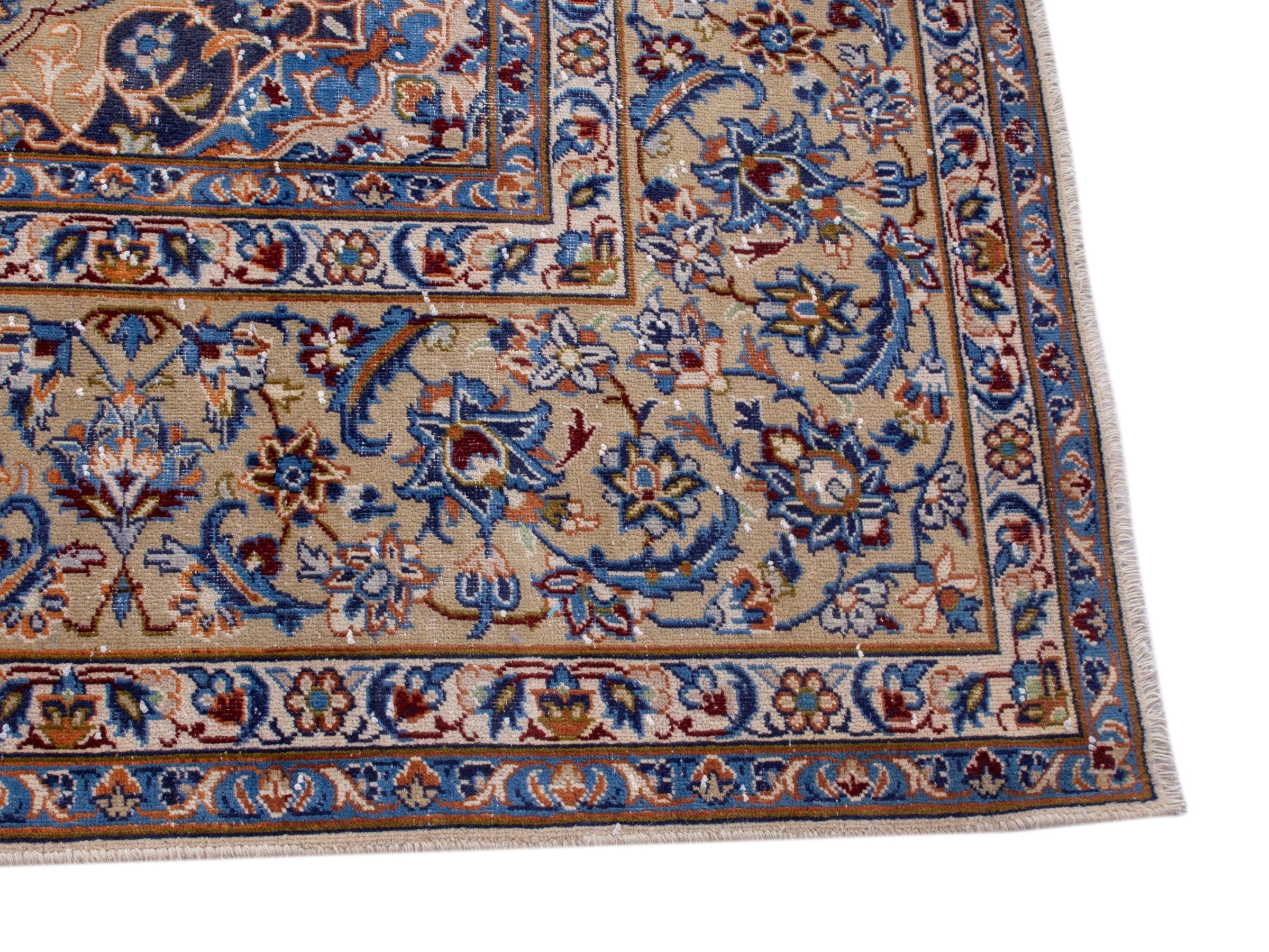 Persian Najafabad oversized rug in cream and navy, view 10 of 23