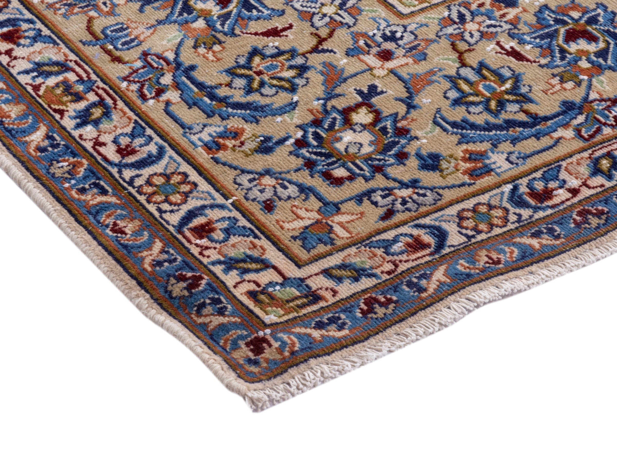 Persian Najafabad oversized rug in cream and navy, view 5 of 23