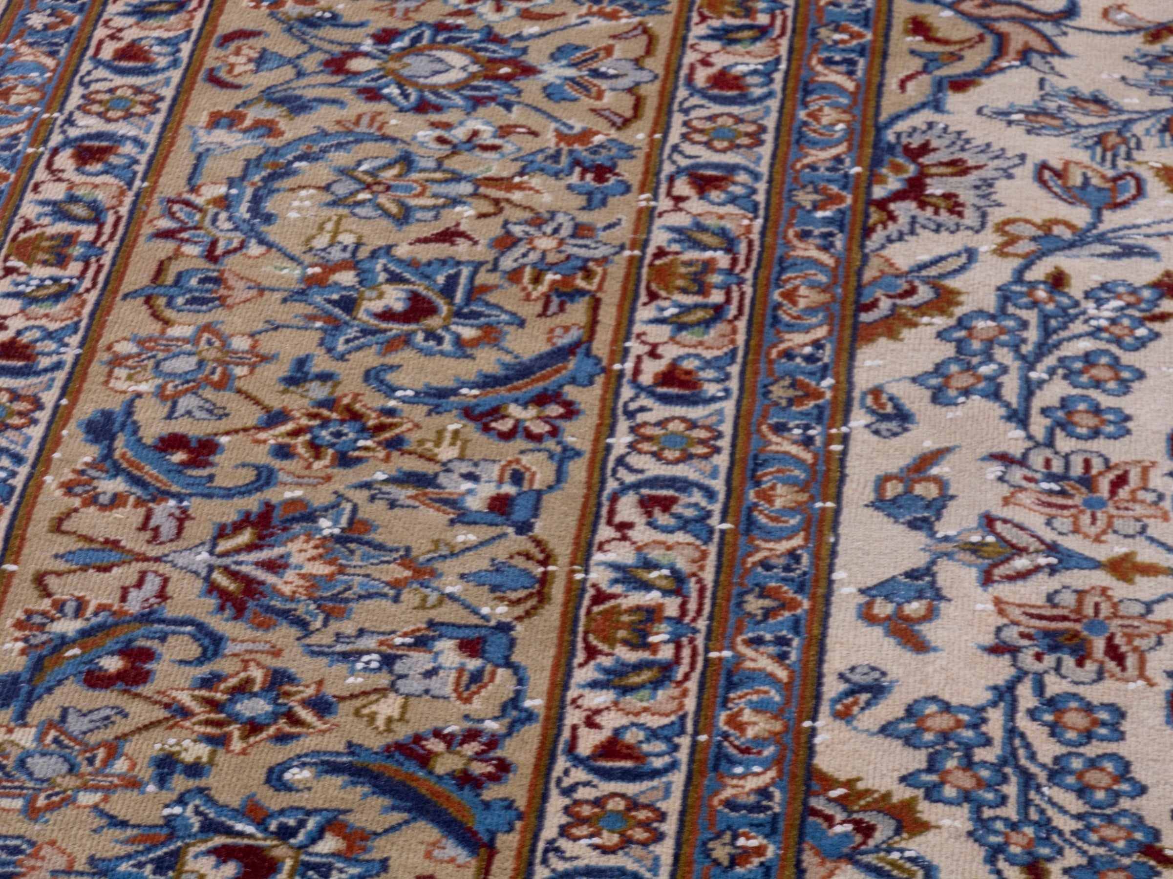 Persian Najafabad oversized rug in cream and navy, view 9 of 23