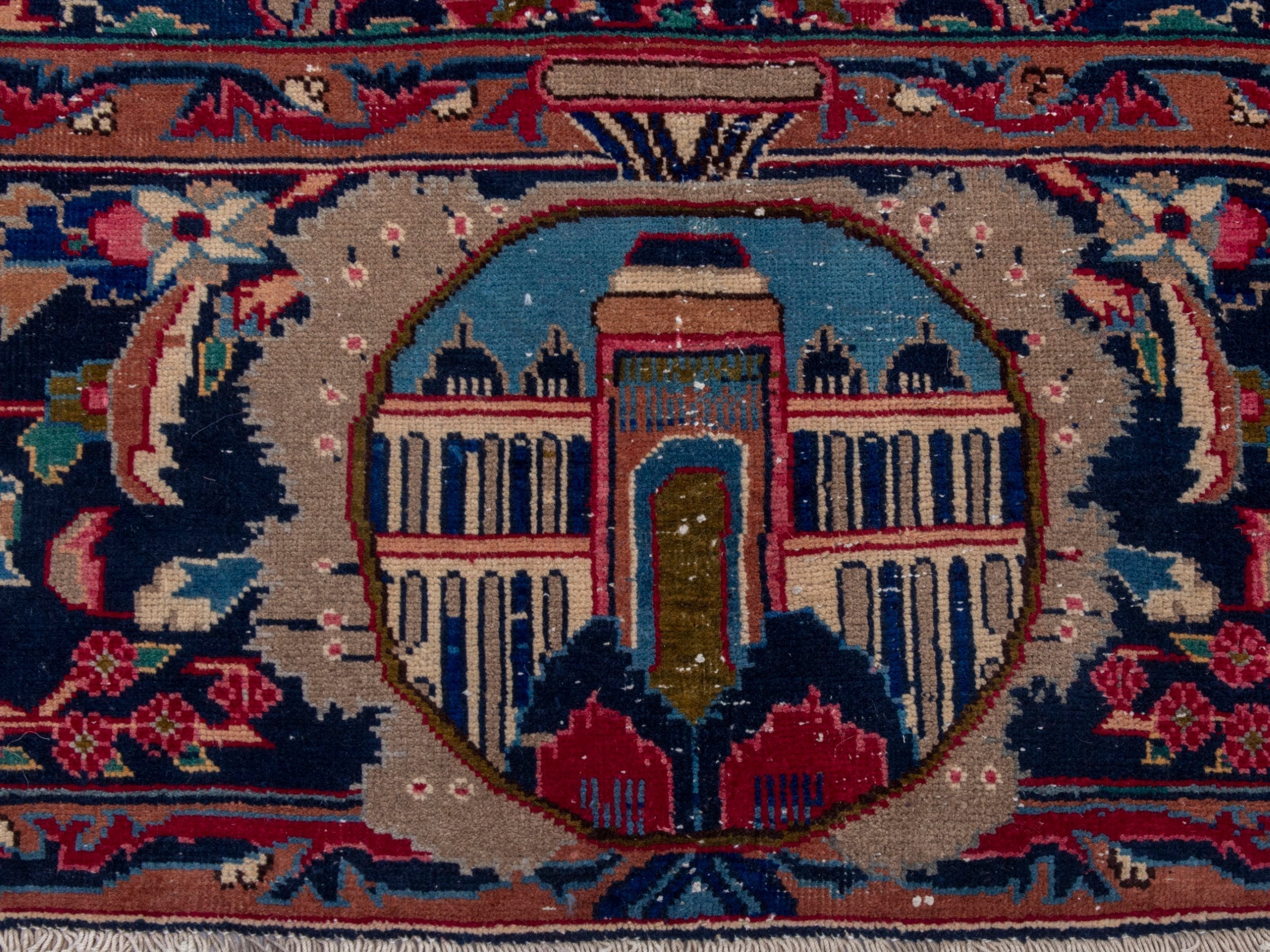 Persian Kashmar oversized rug in deep red and burgundy, view 11 of 23