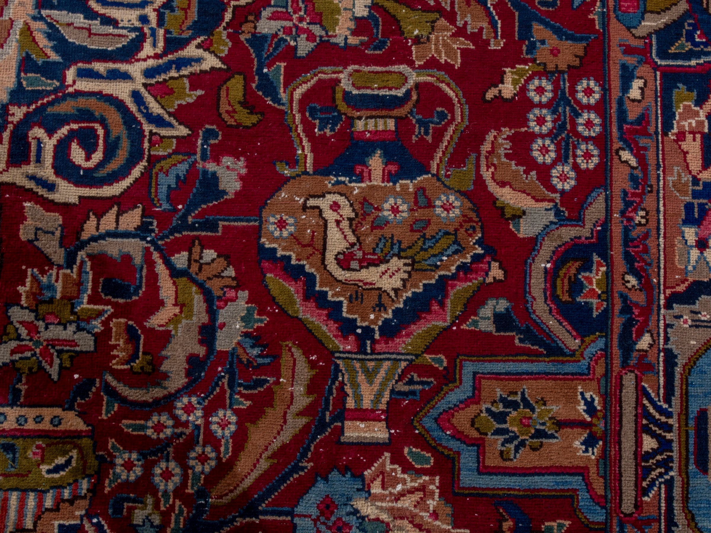 Persian Kashmar oversized rug in deep red and burgundy, view 14 of 23
