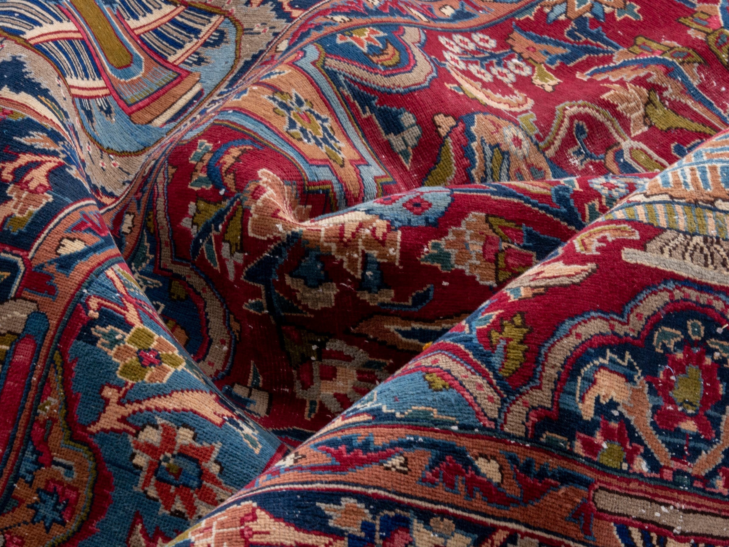Persian Kashmar oversized rug in deep red and burgundy, view 18 of 23