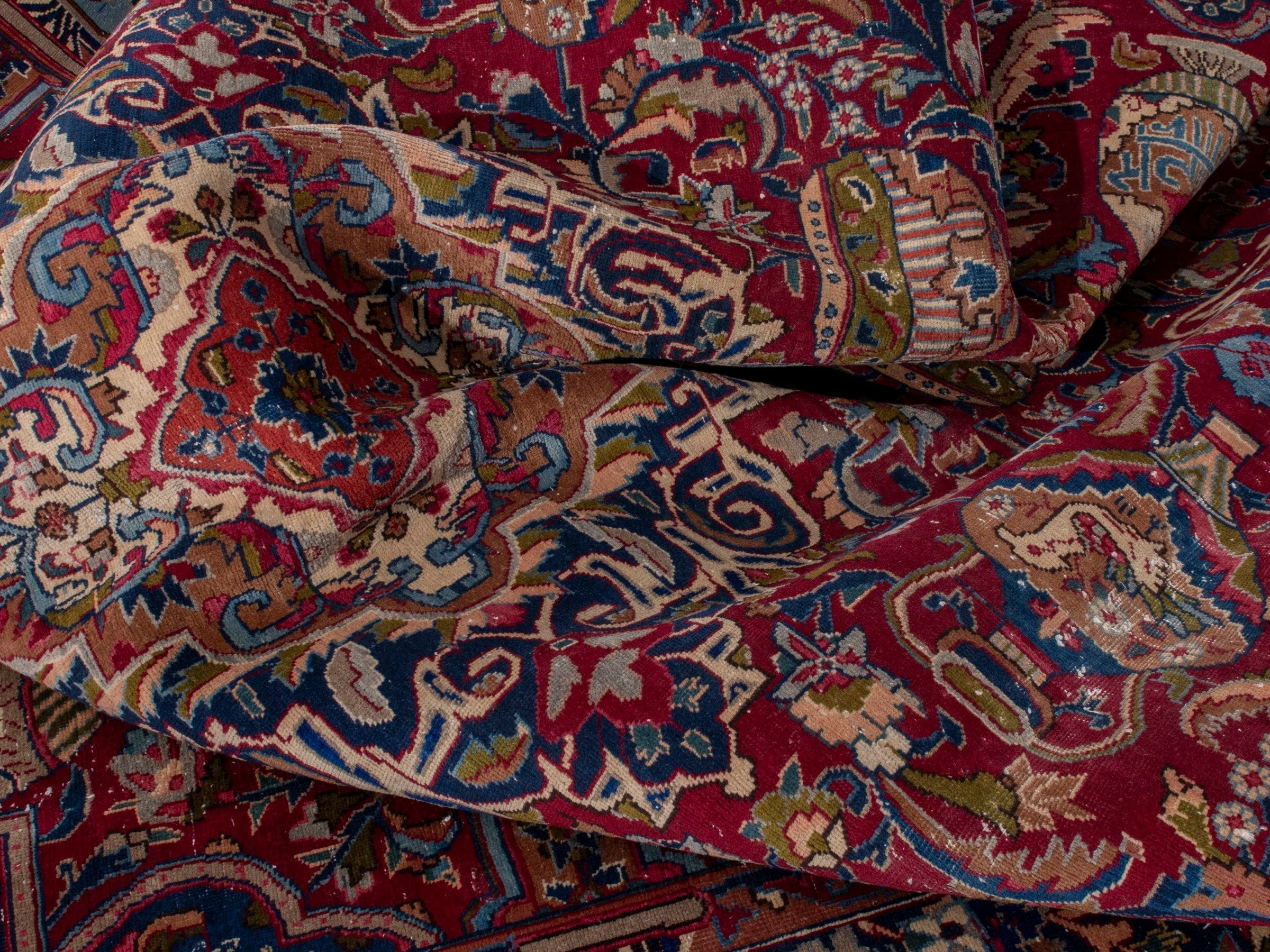 Persian Kashmar oversized rug in deep red and burgundy, view 19 of 23