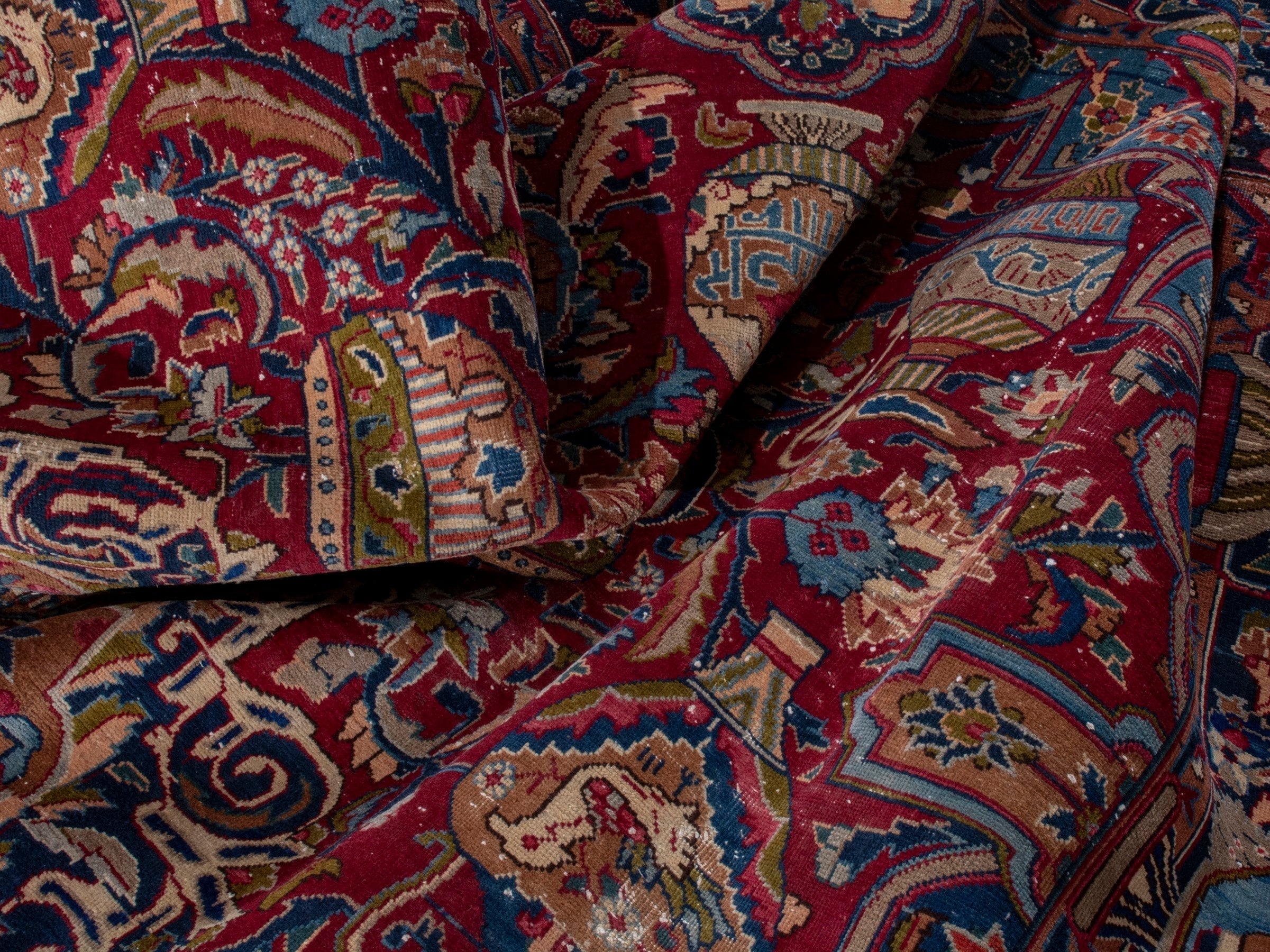 Persian Kashmar oversized rug in deep red and burgundy, view 20 of 23