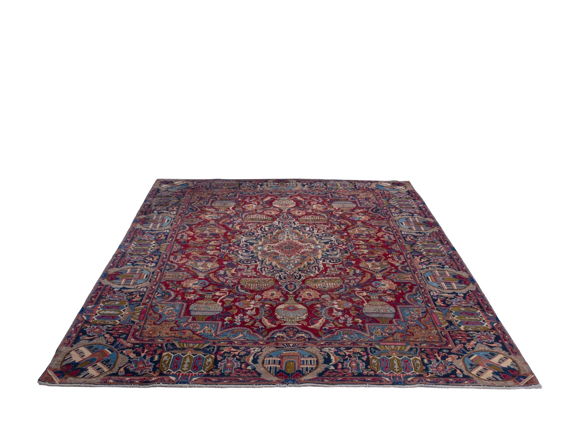 Persian Kashmar oversized rug in deep red and burgundy, view 2 of 23