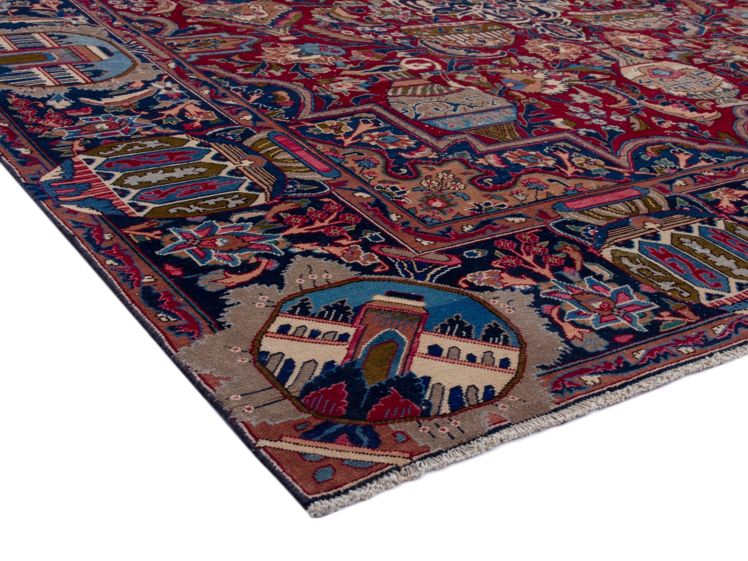 Persian Kashmar oversized rug in deep red and burgundy, view 10 of 23