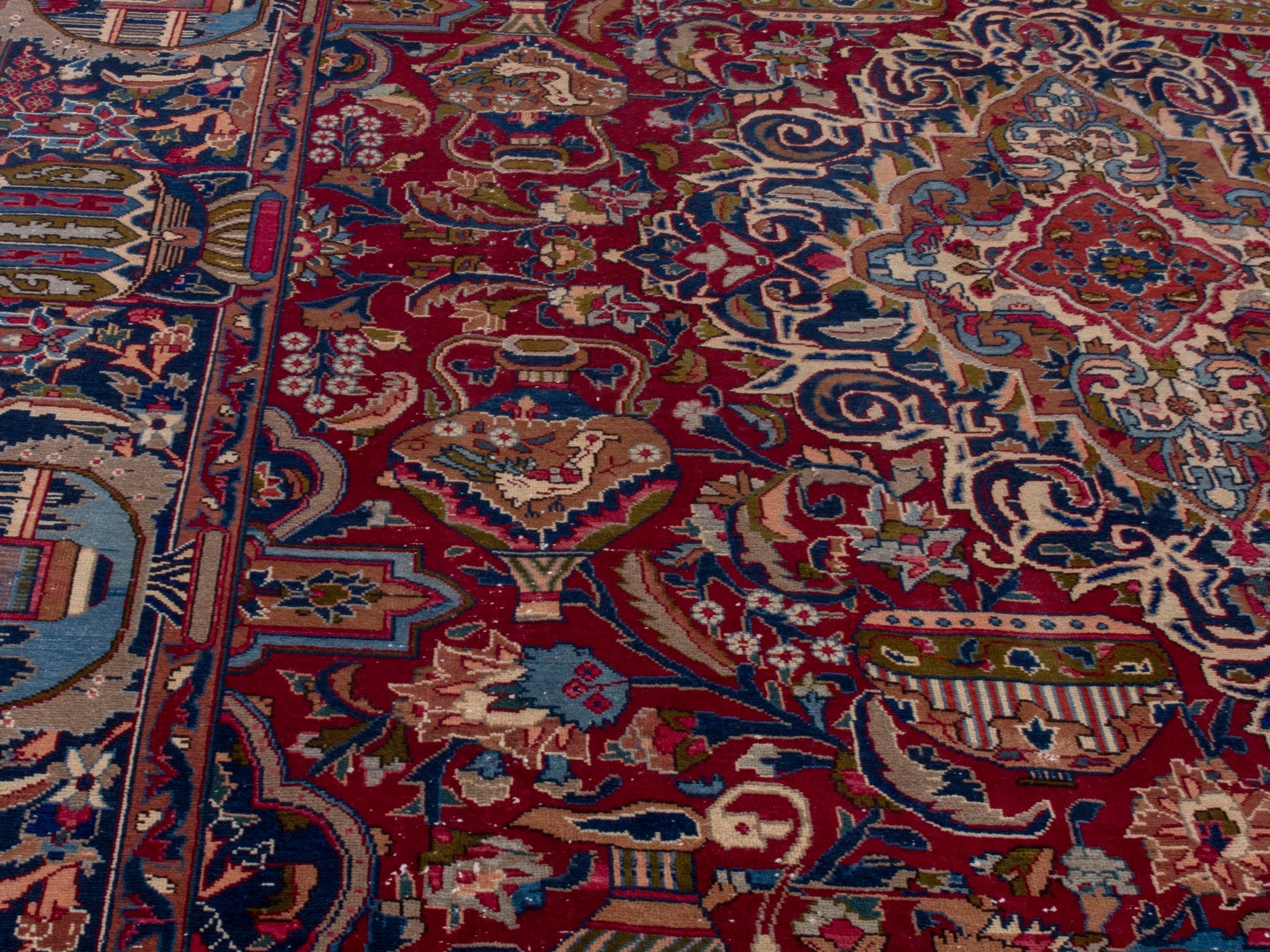 Persian Kashmar oversized rug in deep red and burgundy, view 5 of 23