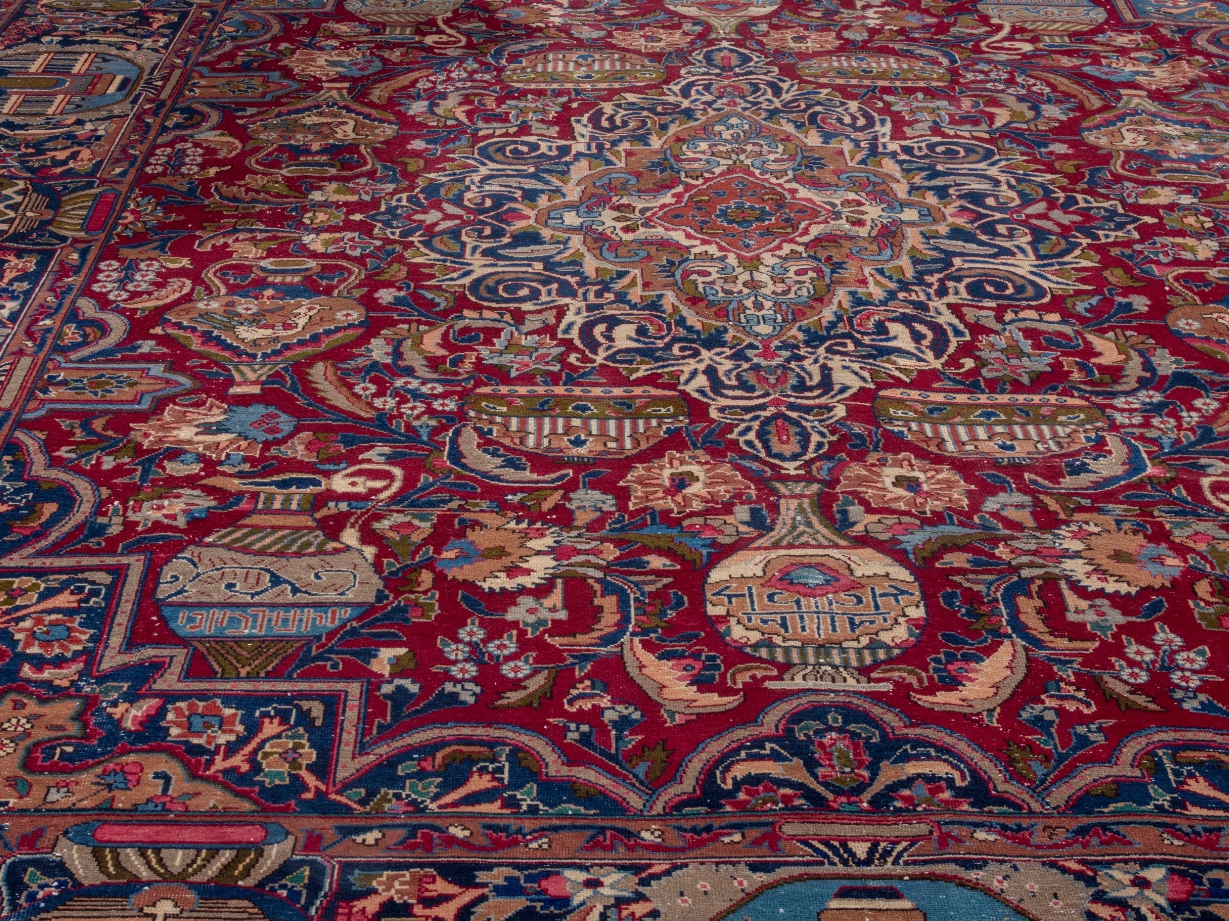 Persian Kashmar oversized rug in deep red and burgundy, view 6 of 23