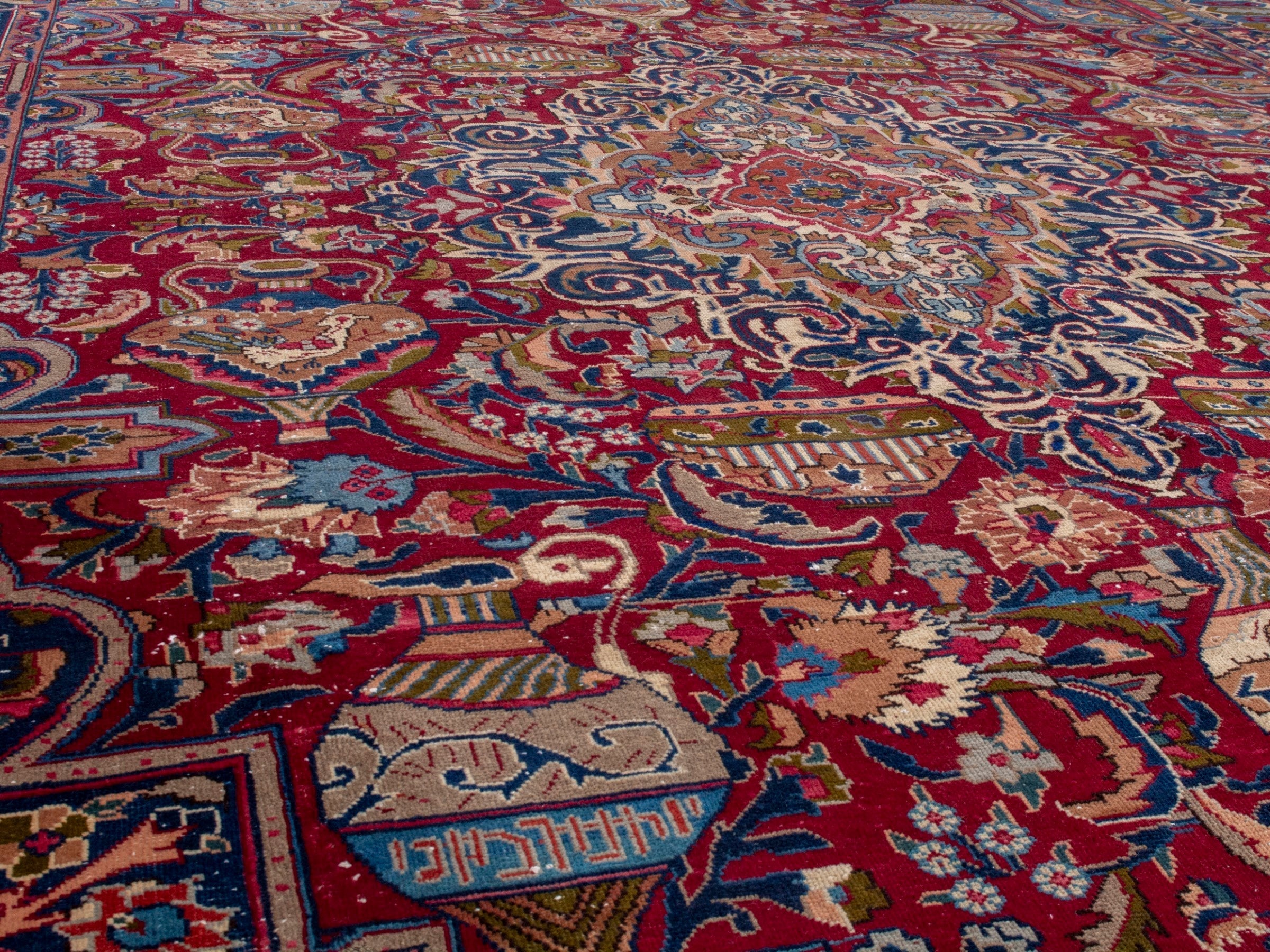 Persian Kashmar oversized rug in deep red and burgundy, view 7 of 23