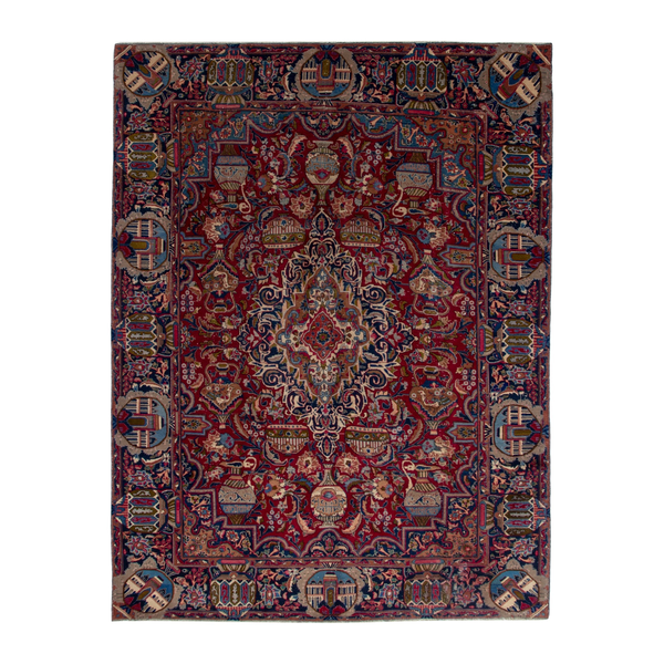 Persian Kashmar oversized rug in deep red and burgundy, 9'11" x 13'