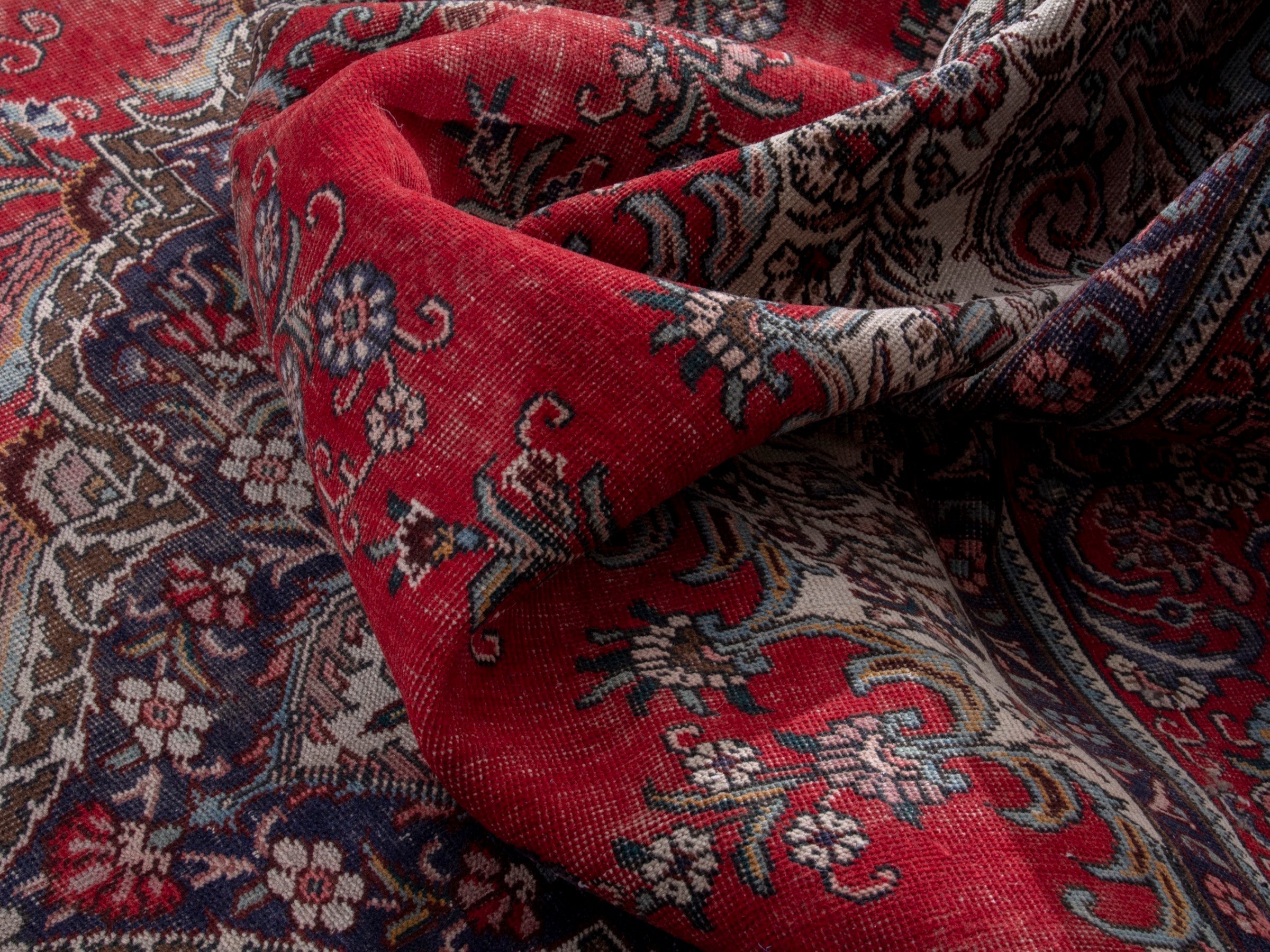 Persian Tabriz oversized rug in deep red and burgundy, view 17 of 20