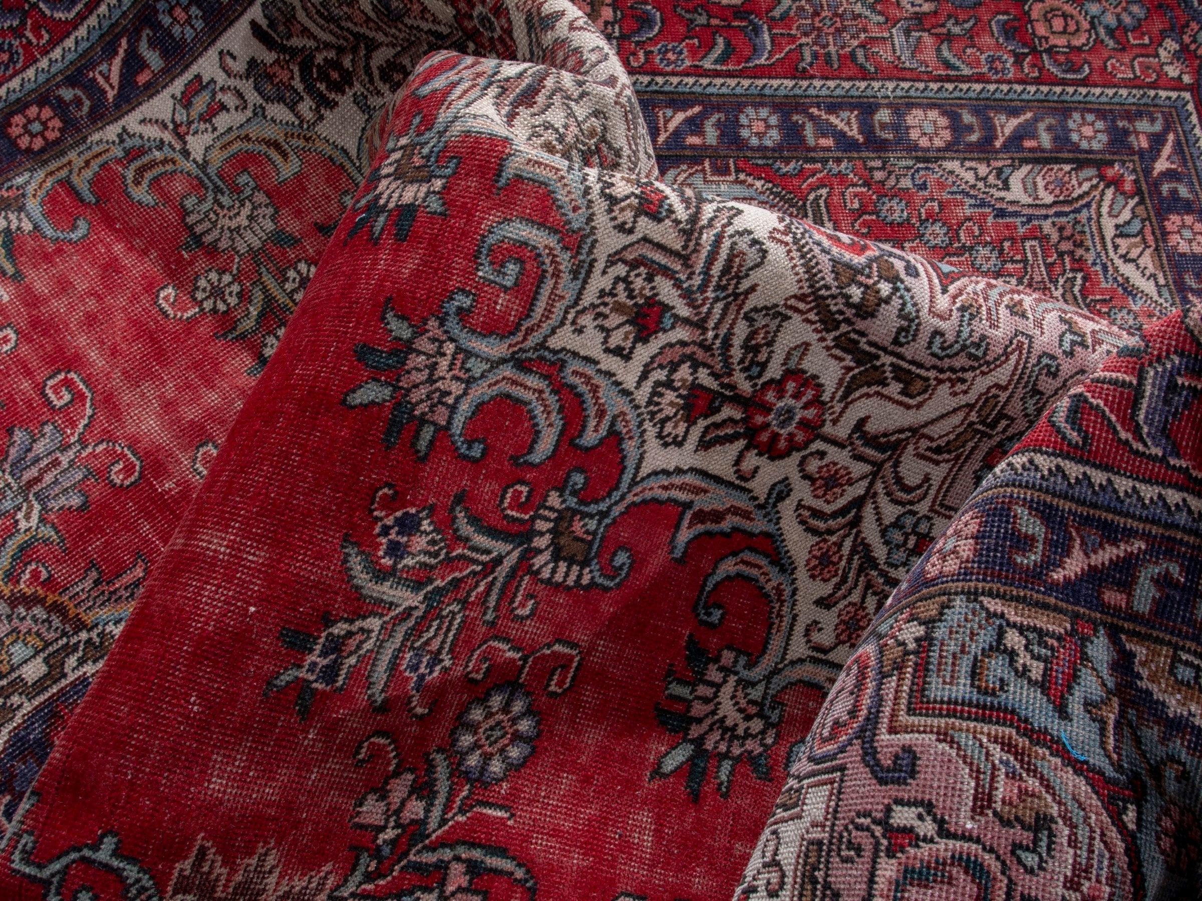 Persian Tabriz oversized rug in deep red and burgundy, view 18 of 20