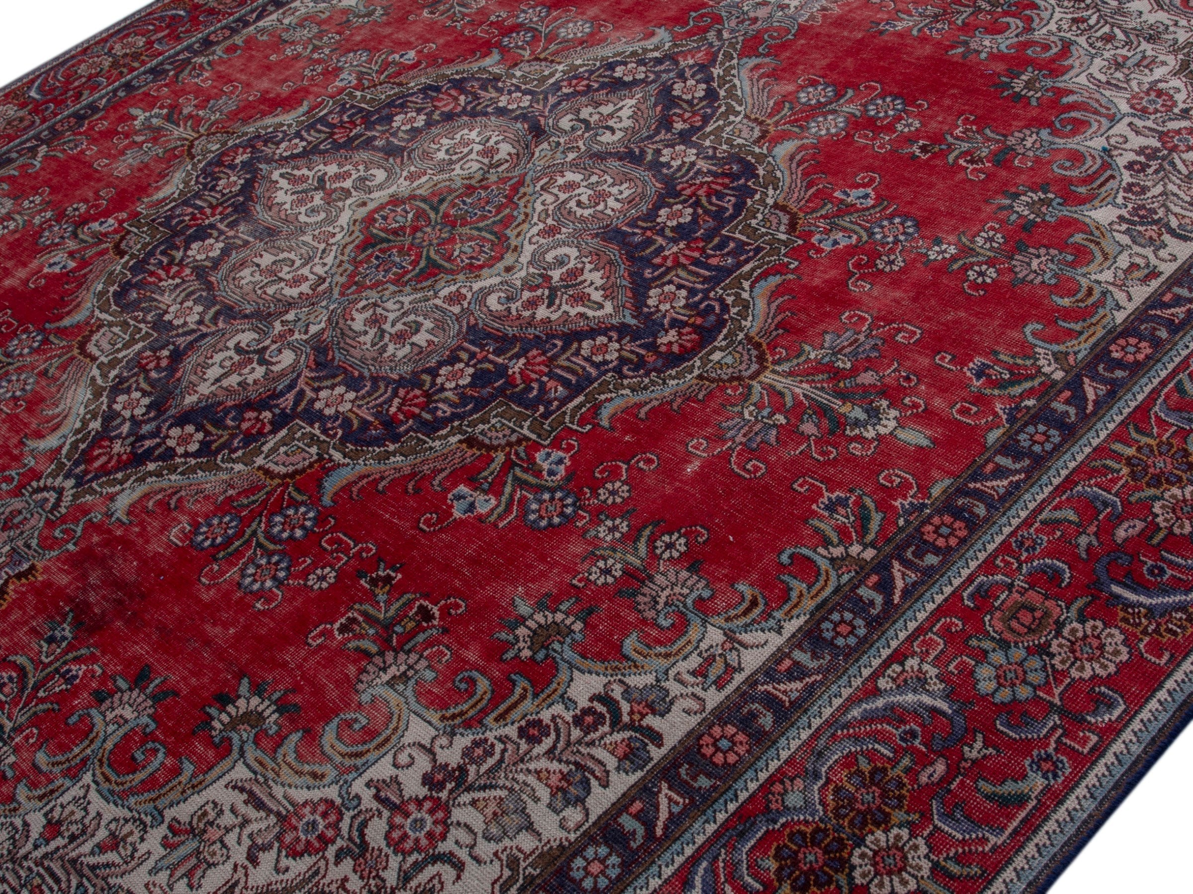 Persian Tabriz oversized rug in deep red and burgundy, view 4 of 20