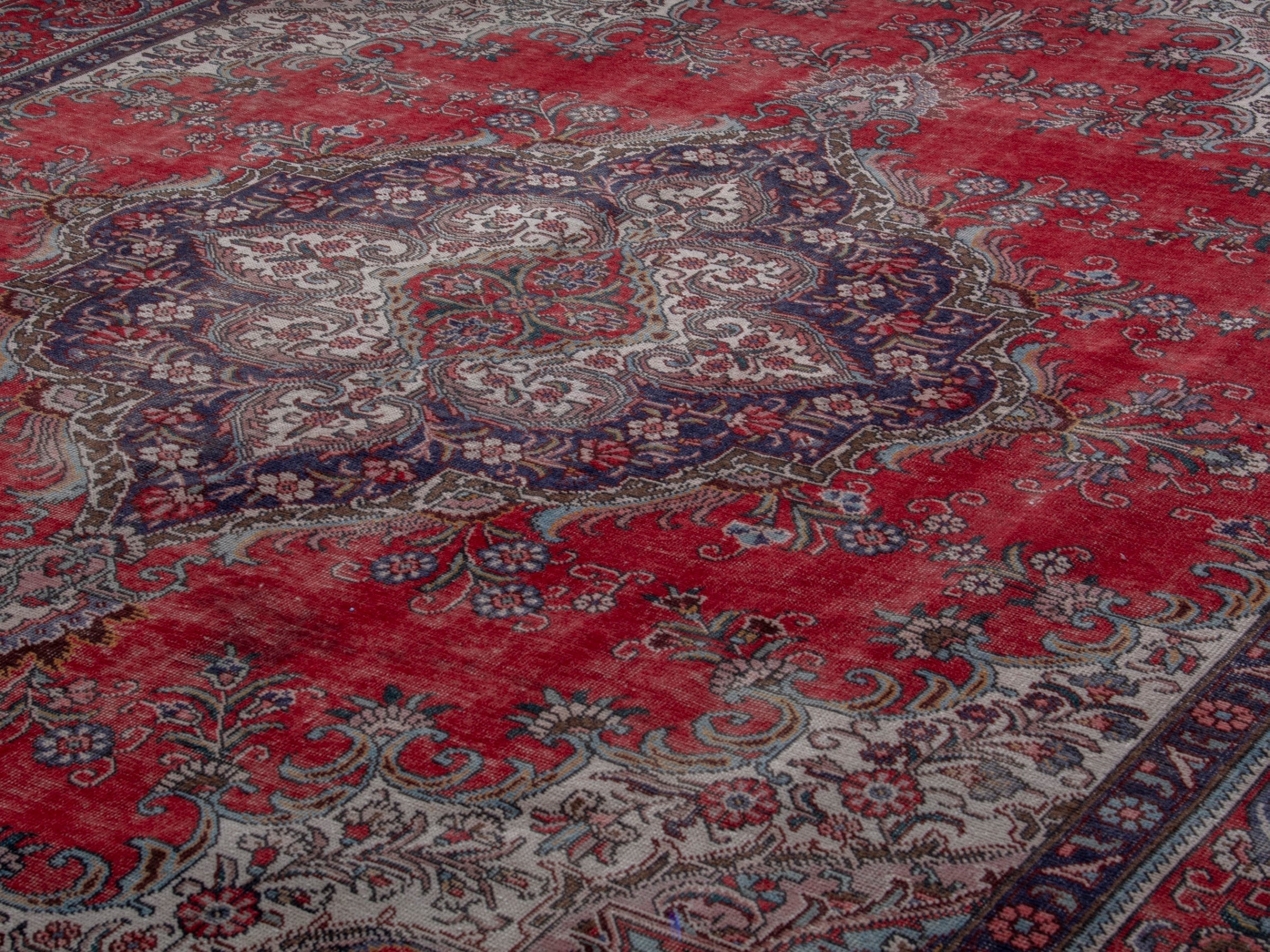 Persian Tabriz oversized rug in deep red and burgundy, view 7 of 20