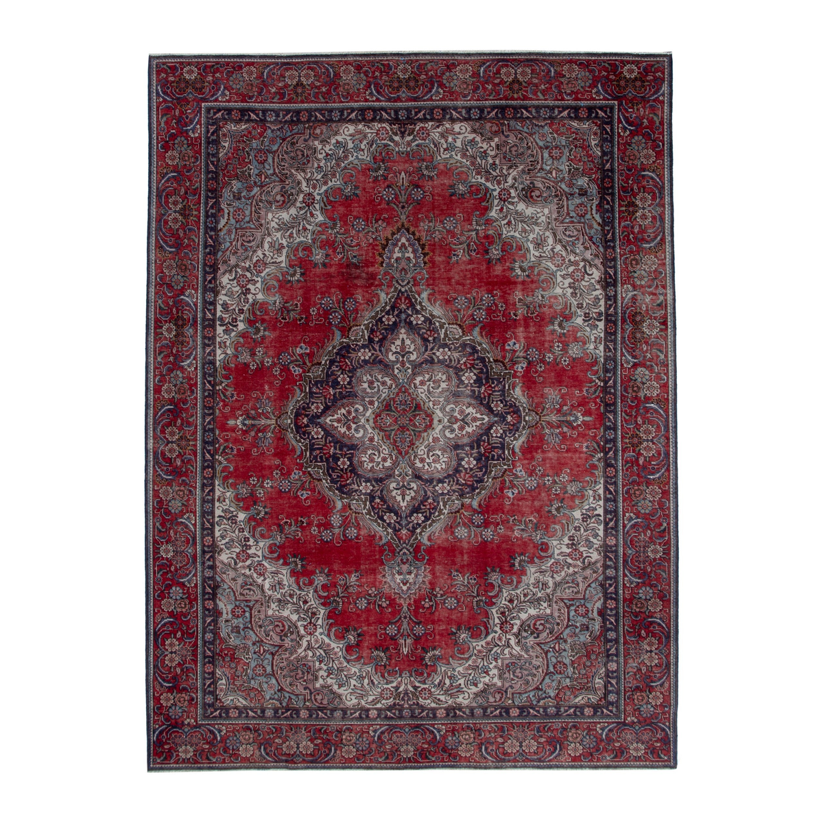 Persian Tabriz oversized rug in deep red and burgundy, 9'6" x 12'8"